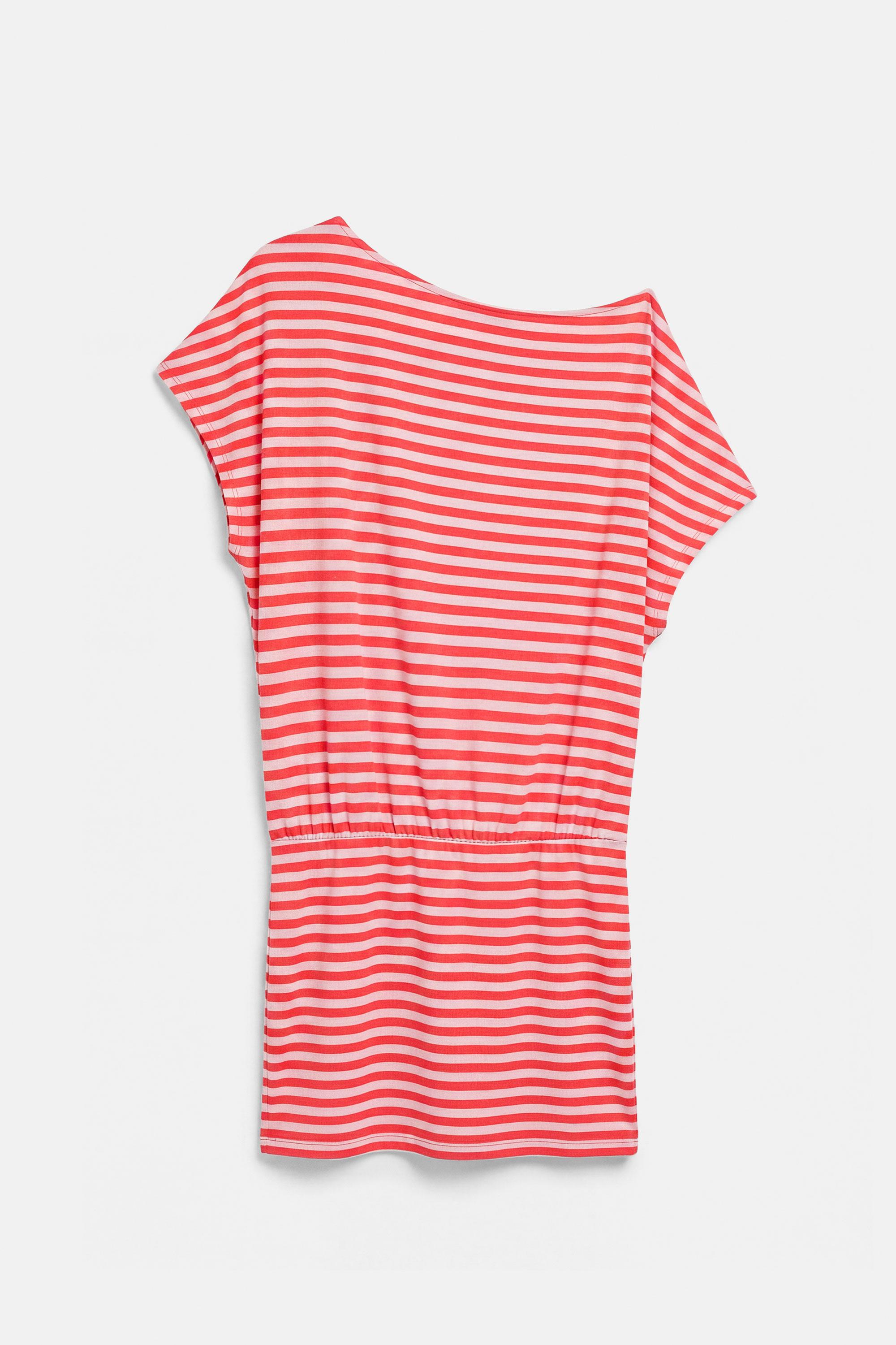 Short asymmetric dress — Striped