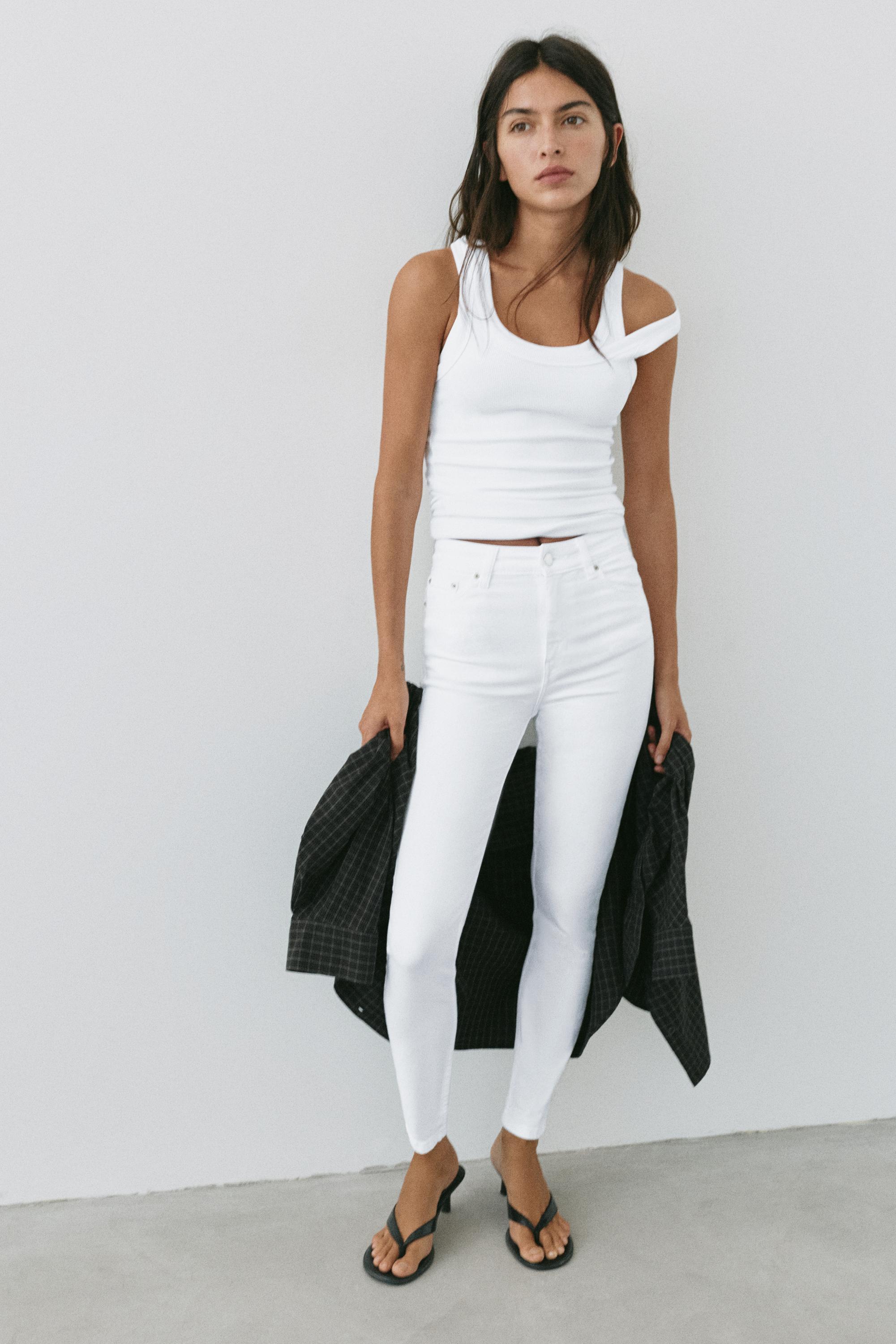 High-waist skinny jeans — Bright white