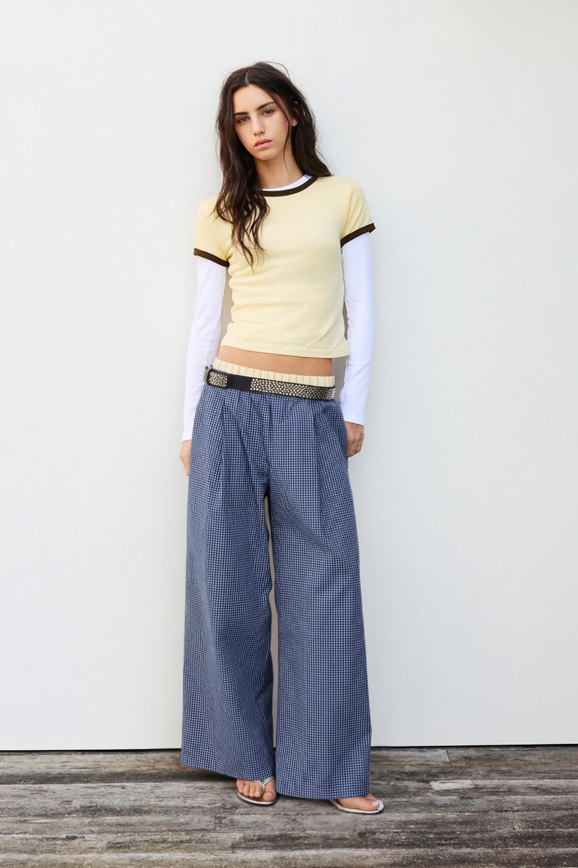 Short sleeve ribbed T-shirt — Yellow