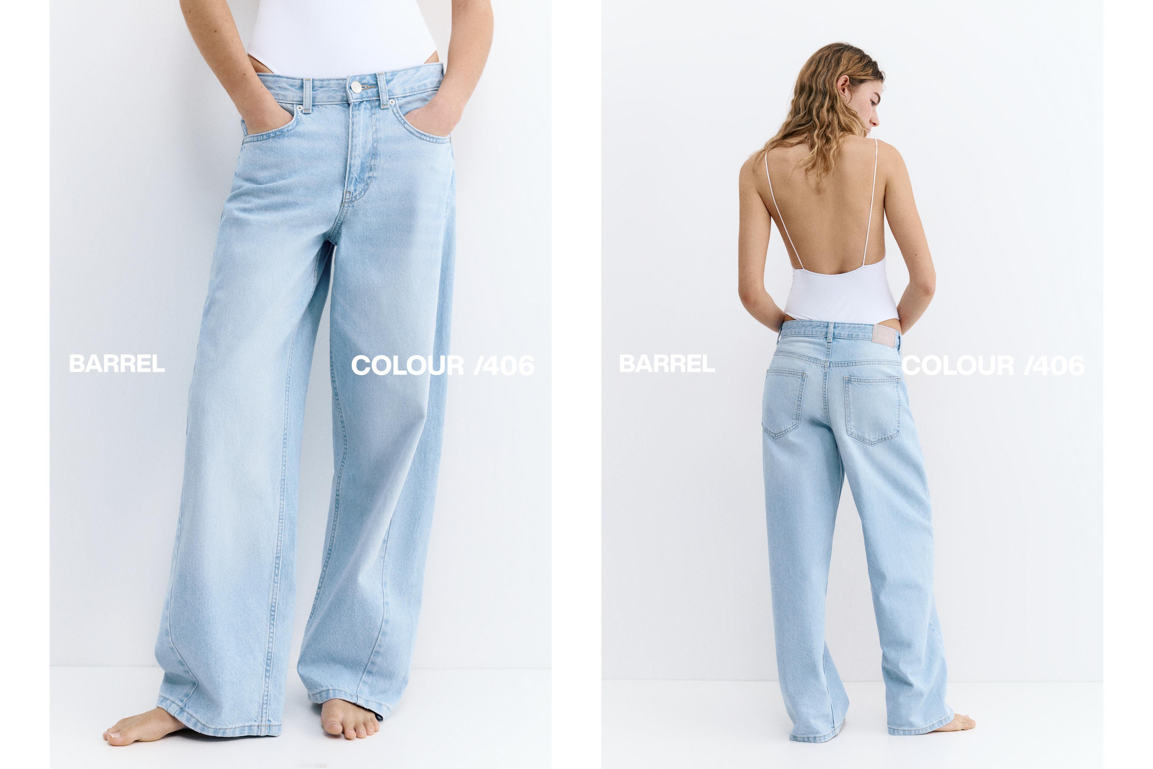 Low-rise barrel jeans — Pale blue