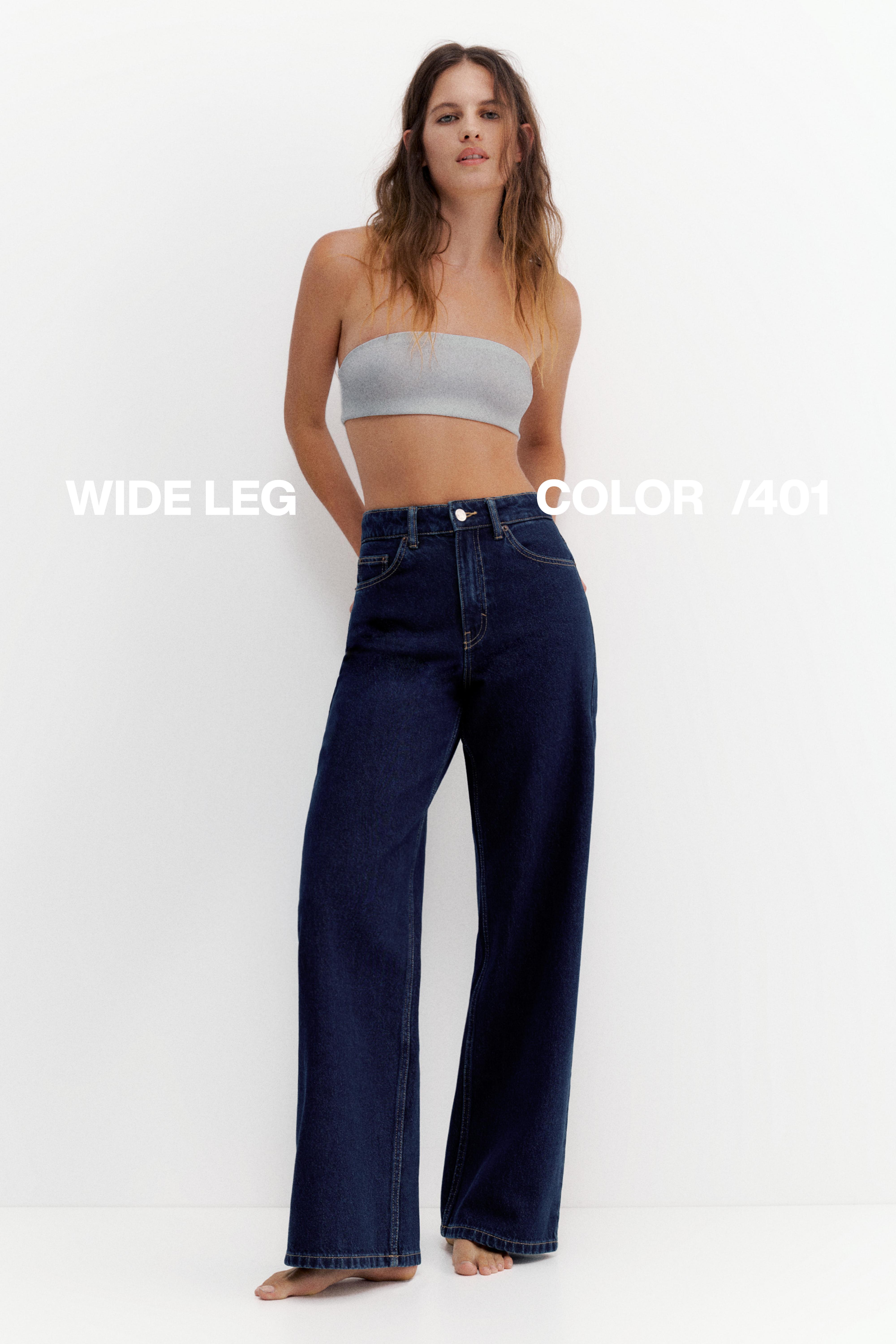 High-waist wide-leg jeans — Navy