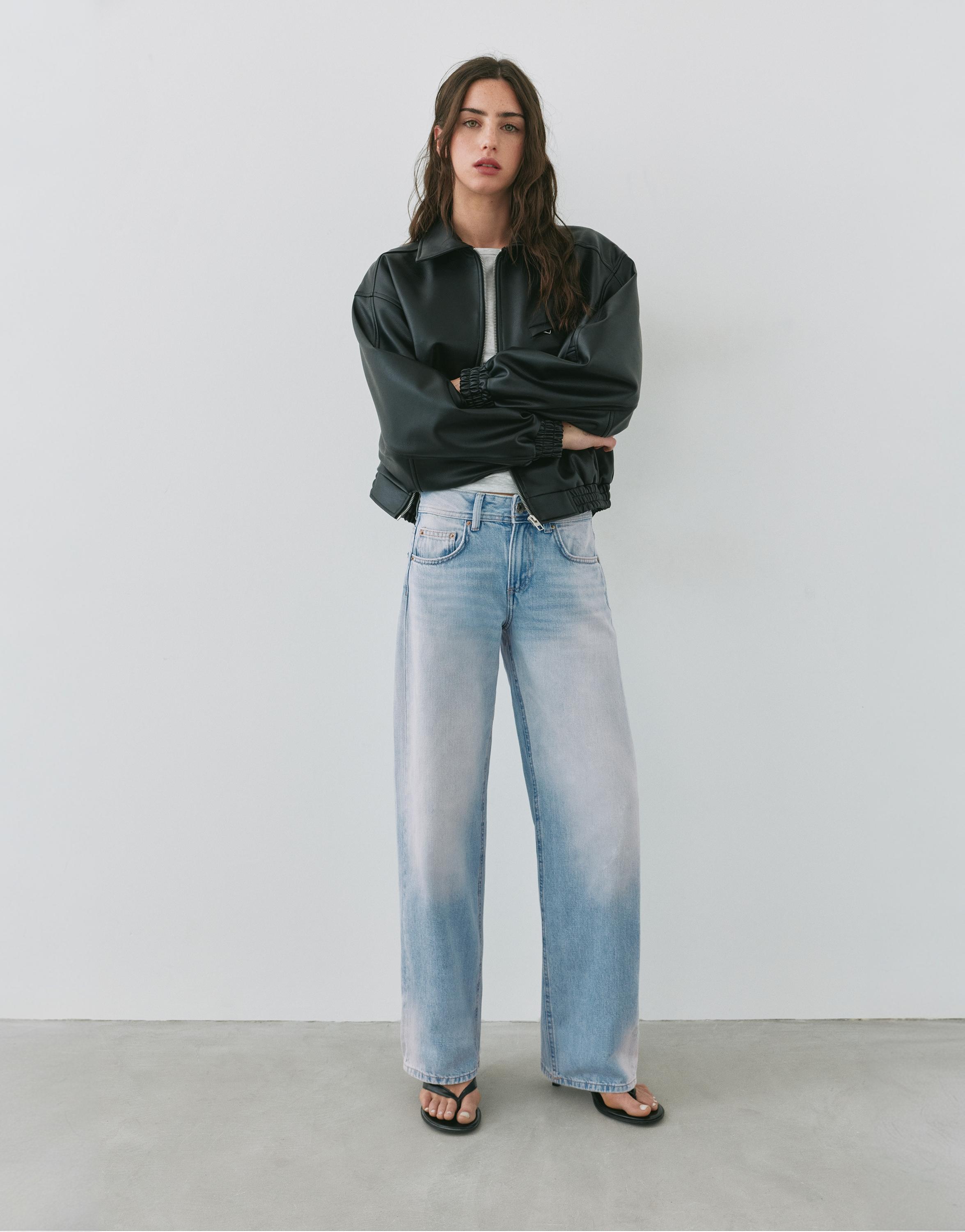 Low-rise straight-leg jeans — Sky blue
