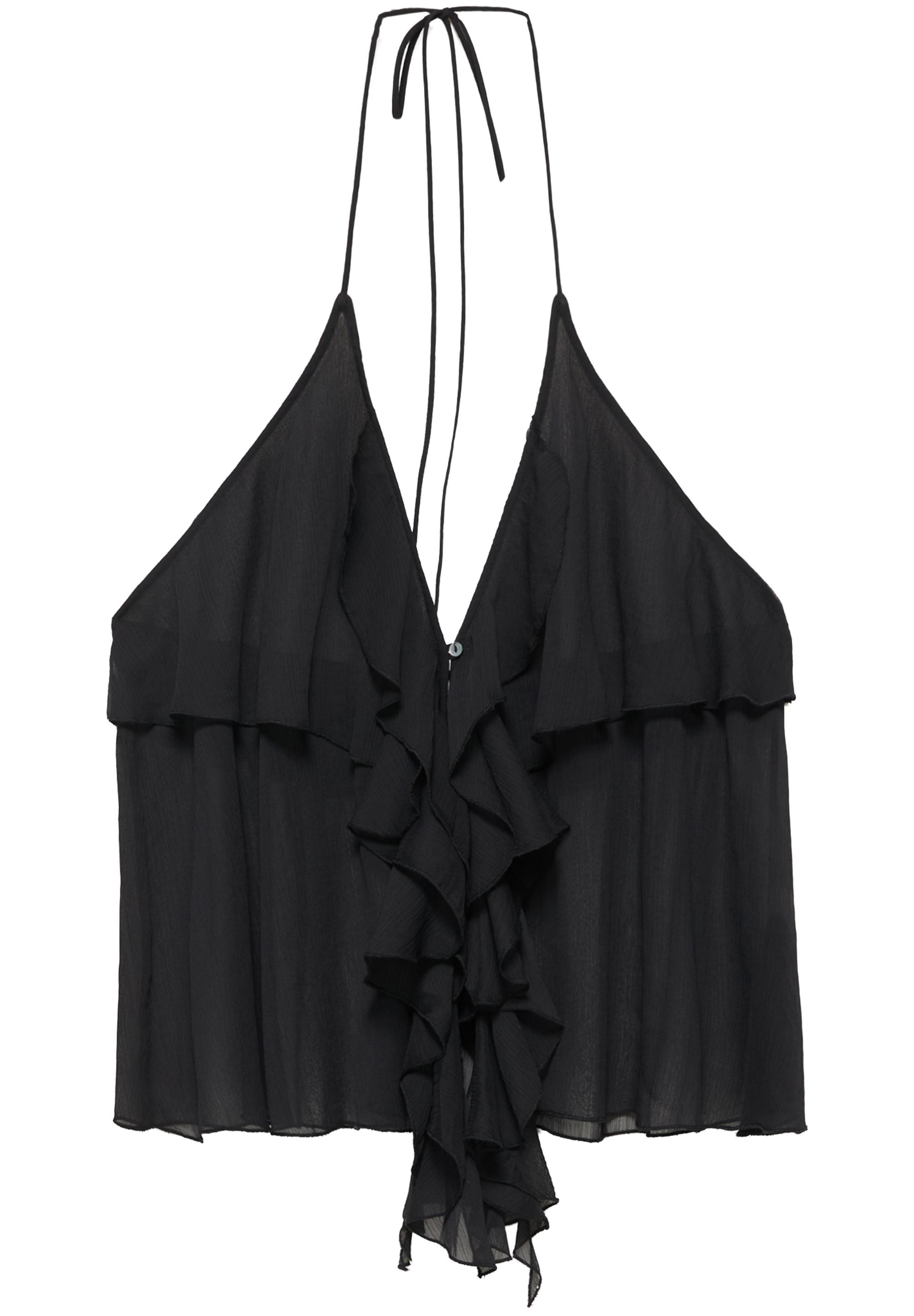 Halter top with ruffles — Black