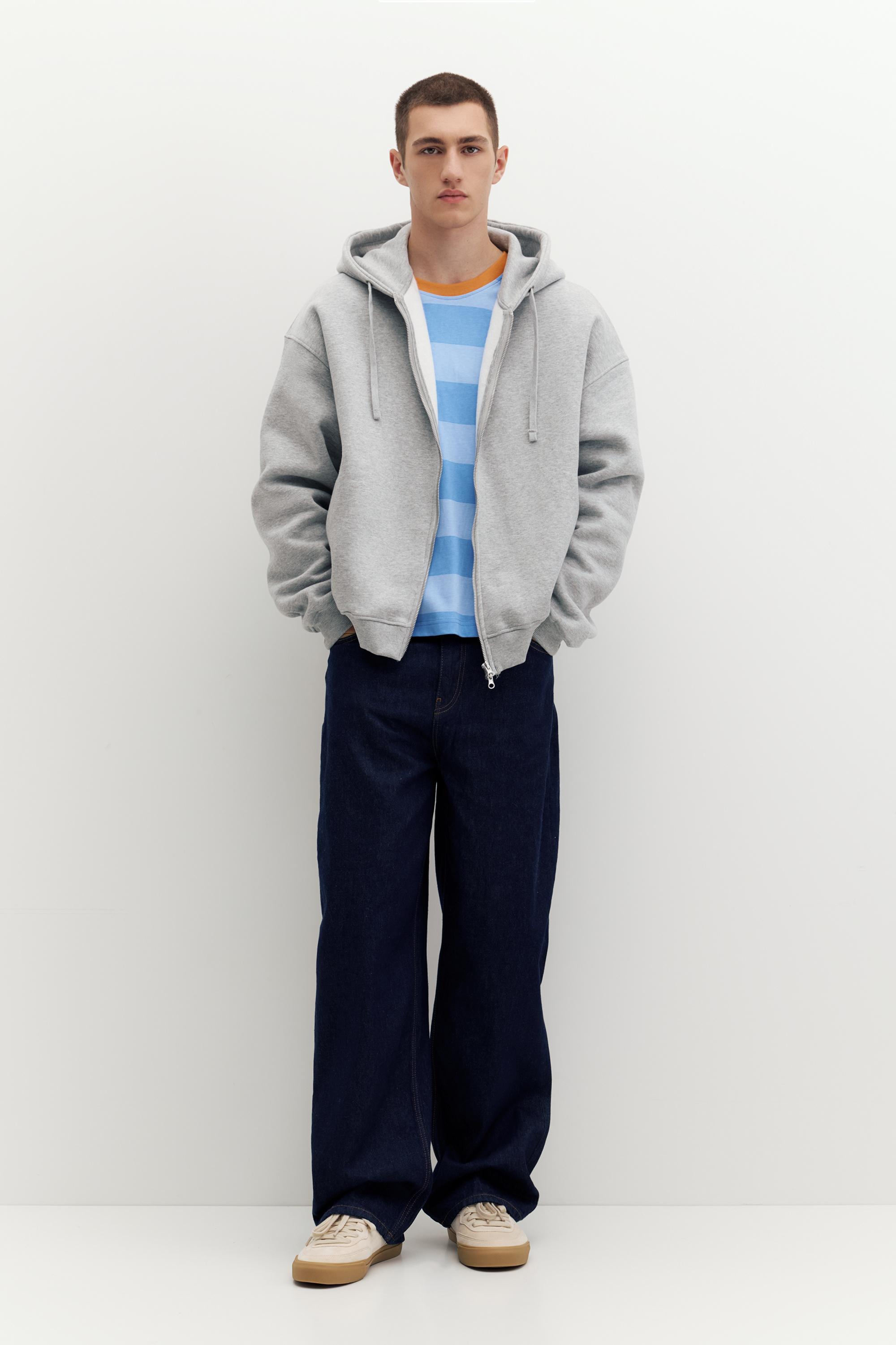 Zip-up hoodie — Grey marl
