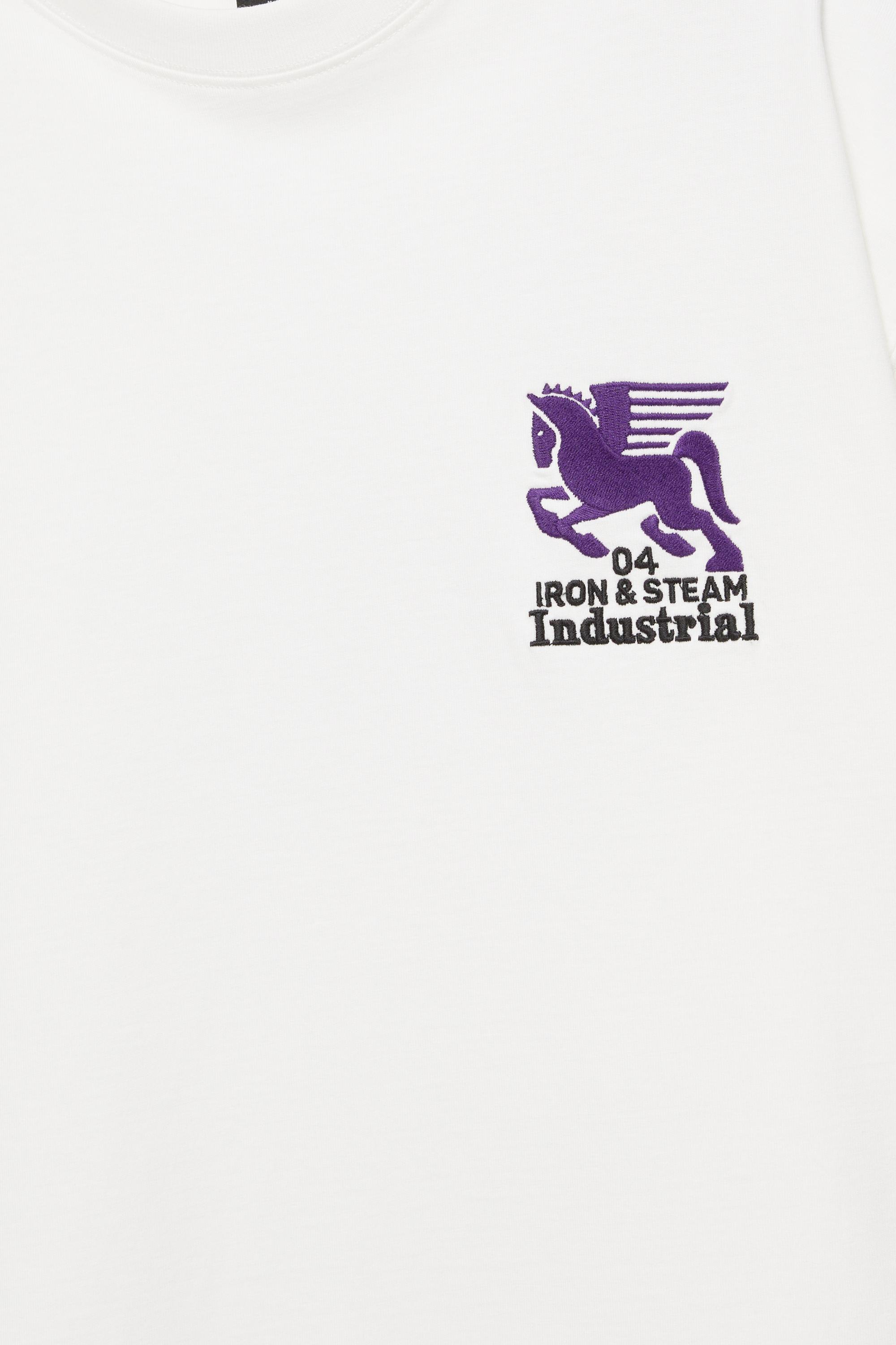 Boxy T-shirt with graphic embroidery — White
