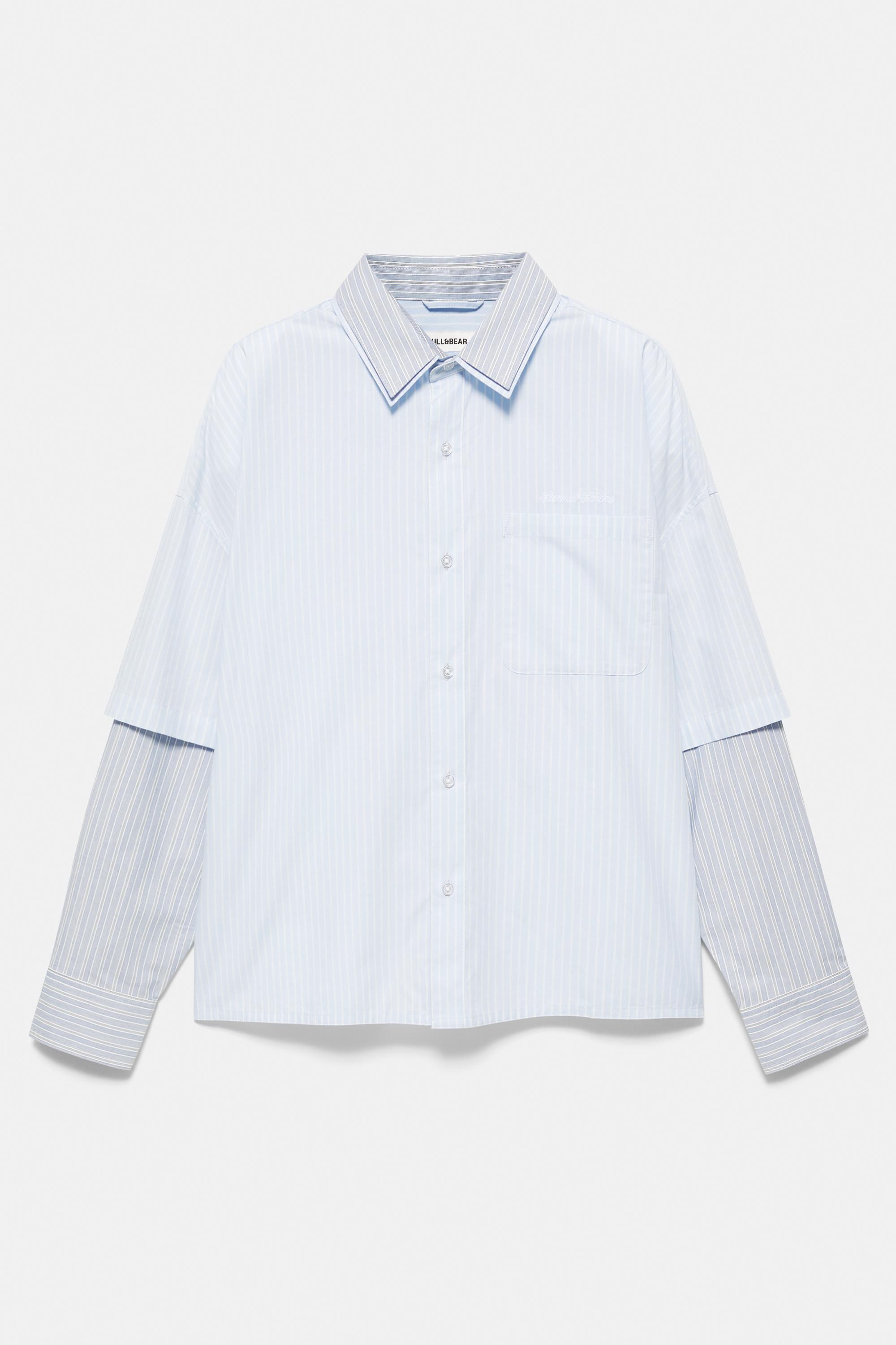 Double long sleeve striped shirt — Blue