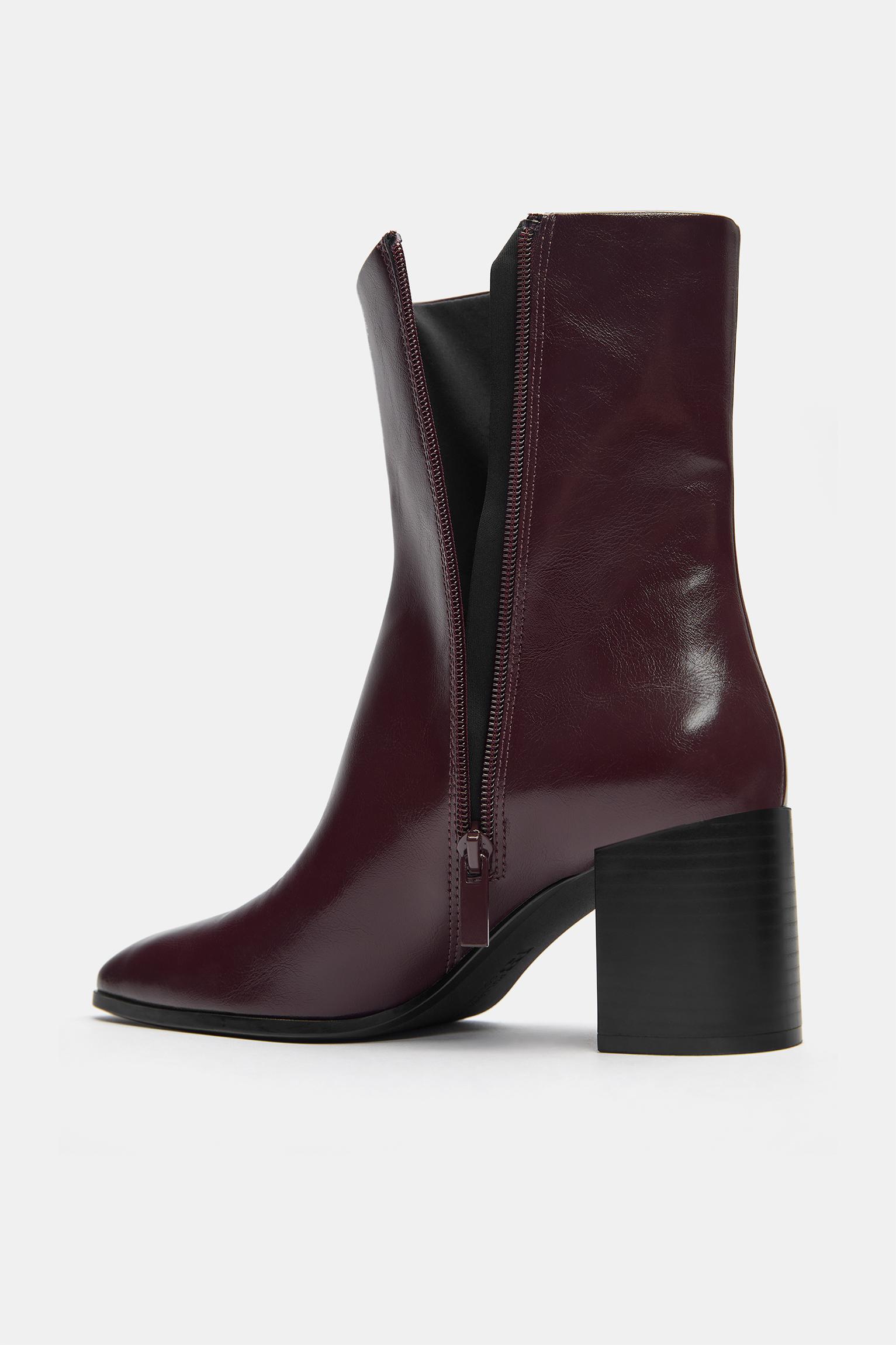 High-heel ankle boots — Burgundy
