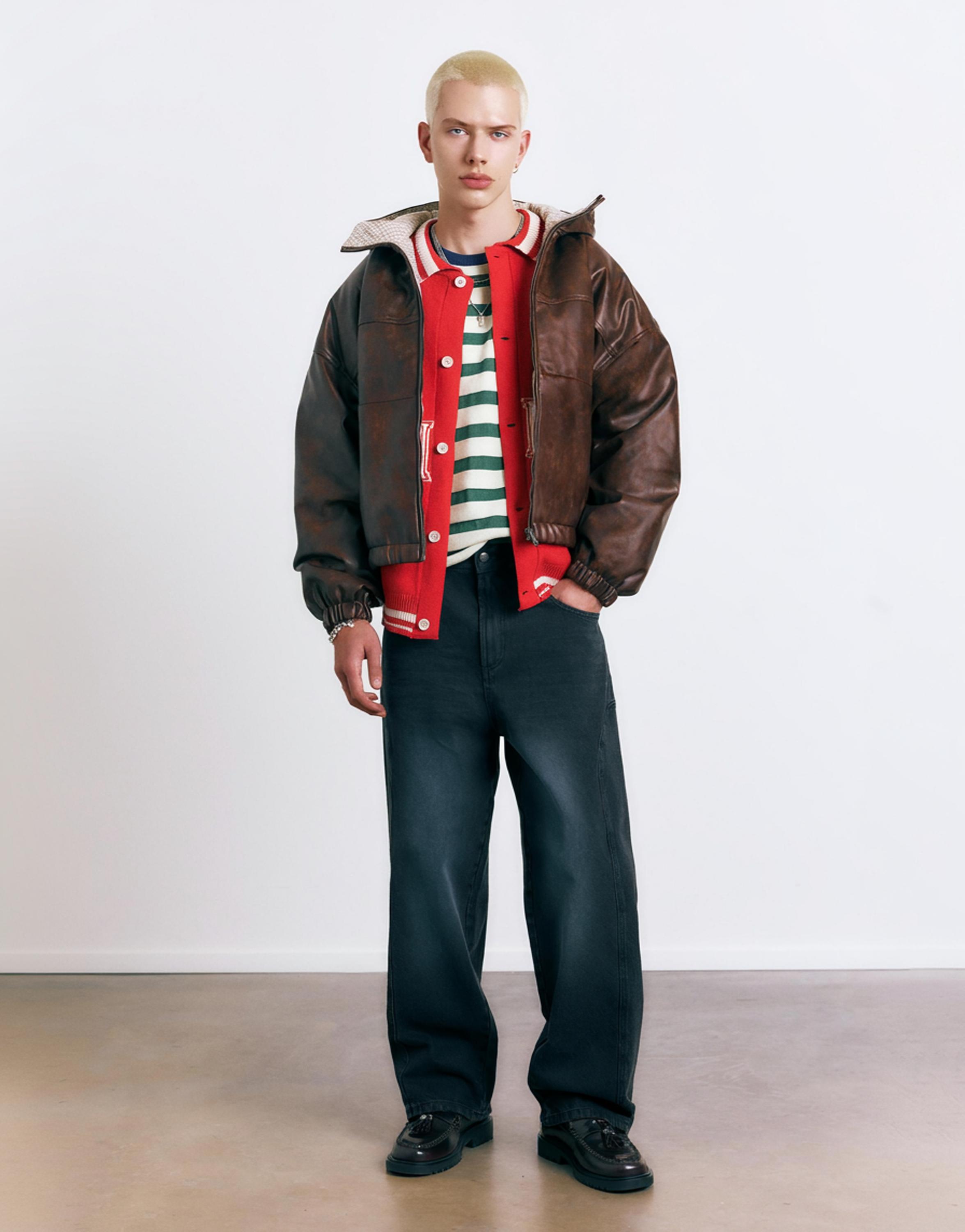 Eskitme suni deri ceket - Görsel 18