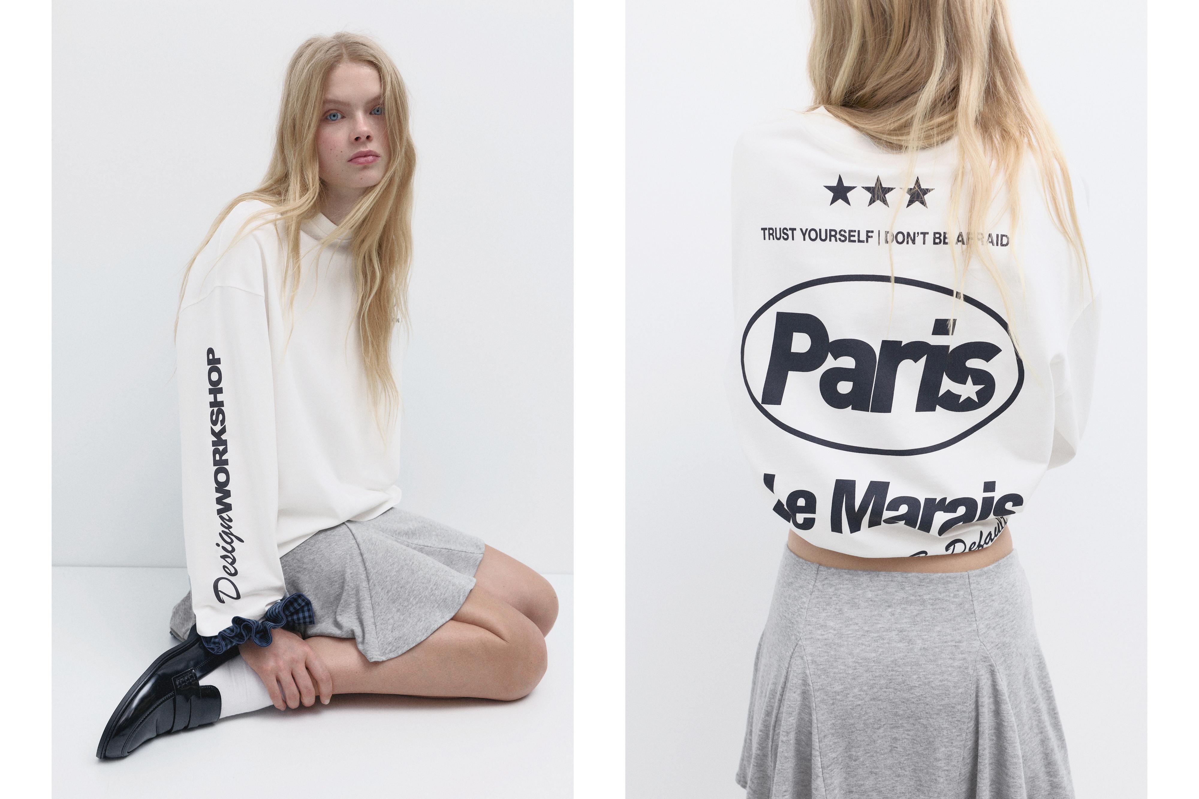 Uzun kollu grafik baskılı tişört - Görsel 18