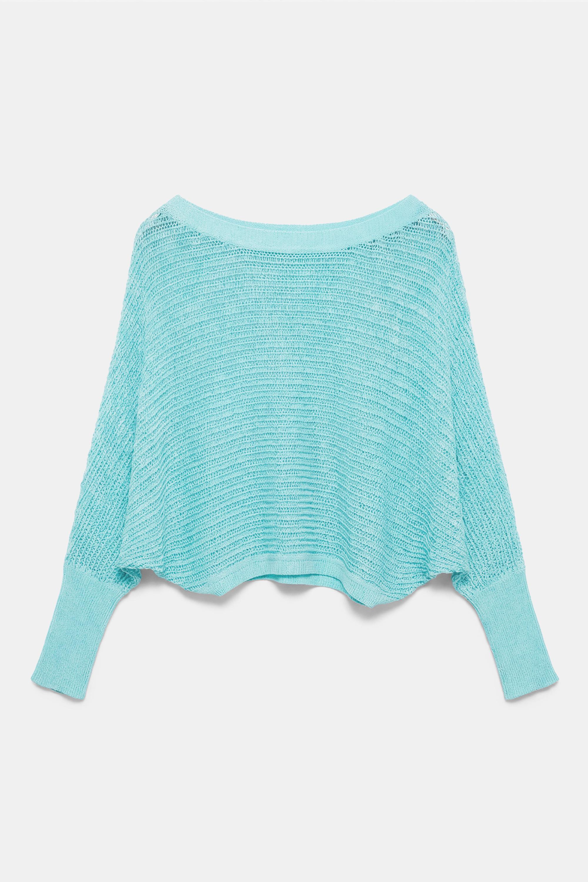 Cutwork rib jumper — Turquoise