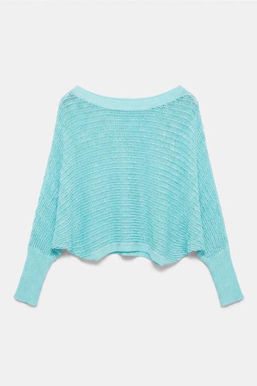 Cutwork rib jumper — Turquoise 3