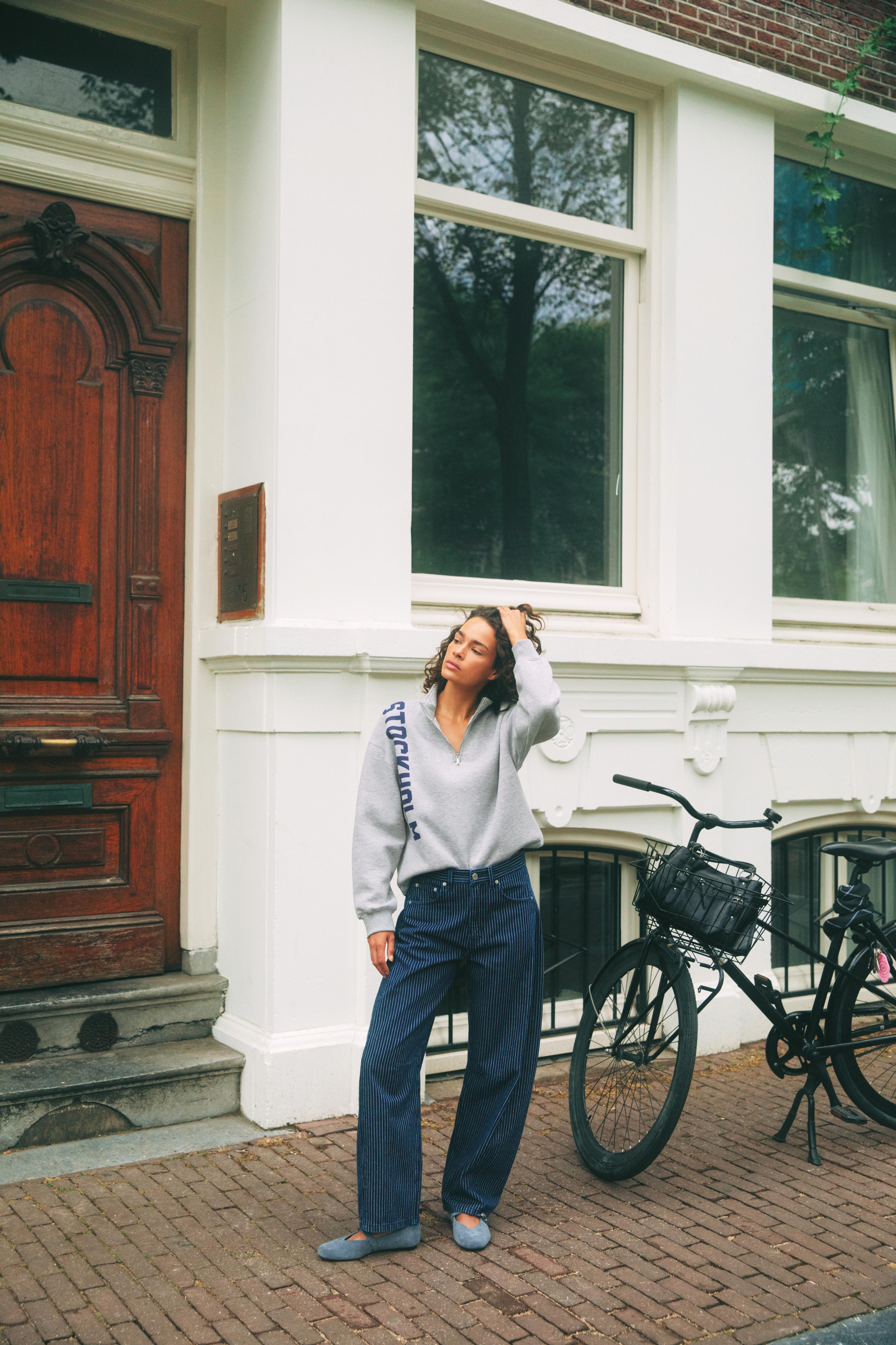 Stockholm quarter-zip sweatshirt — Grey marl