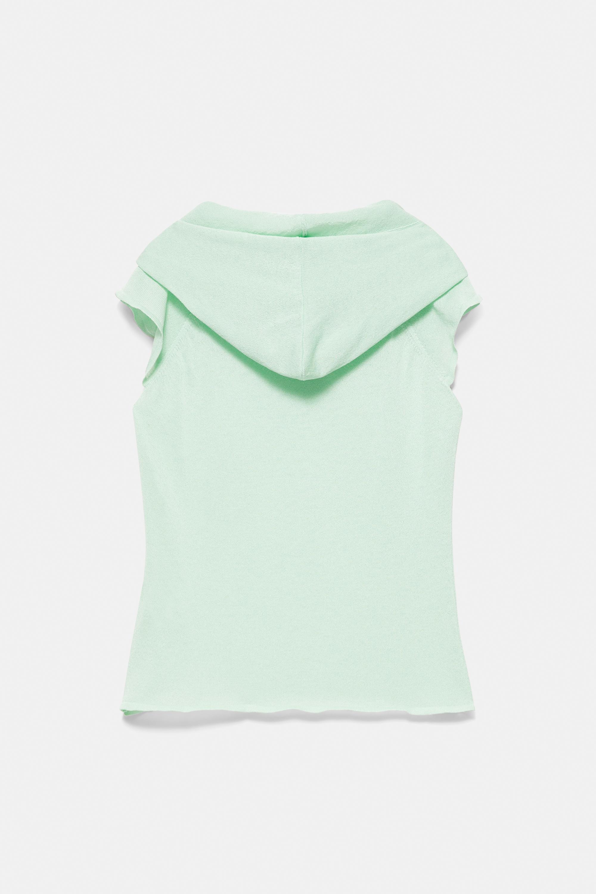 Fine knit hooded T-shirt — Mint