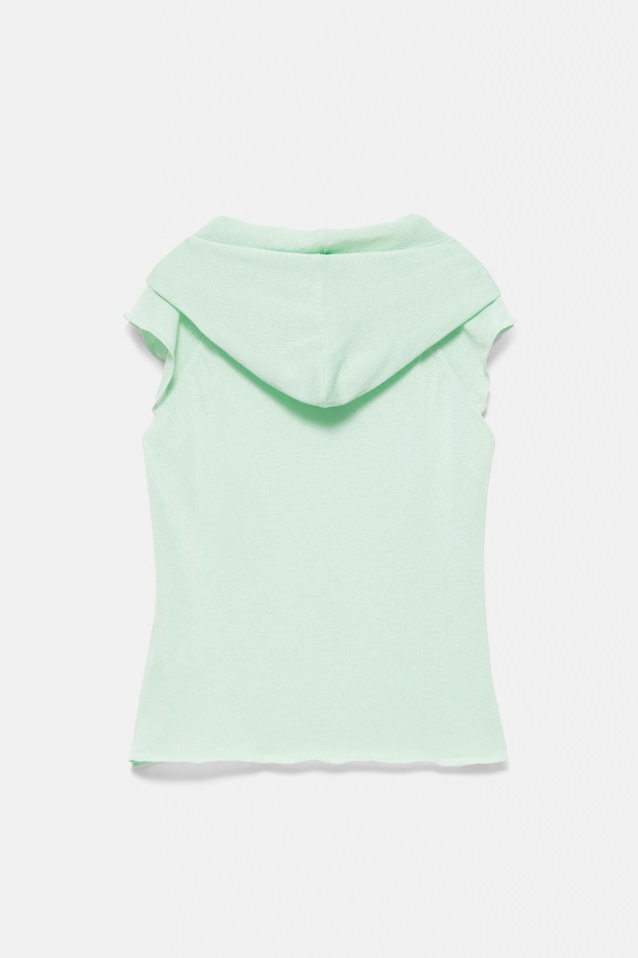 Fine knit hooded T-shirt — Mint