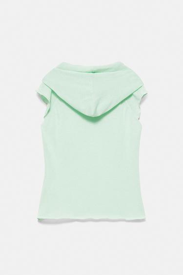 Fine knit hooded T-shirt — Mint 6