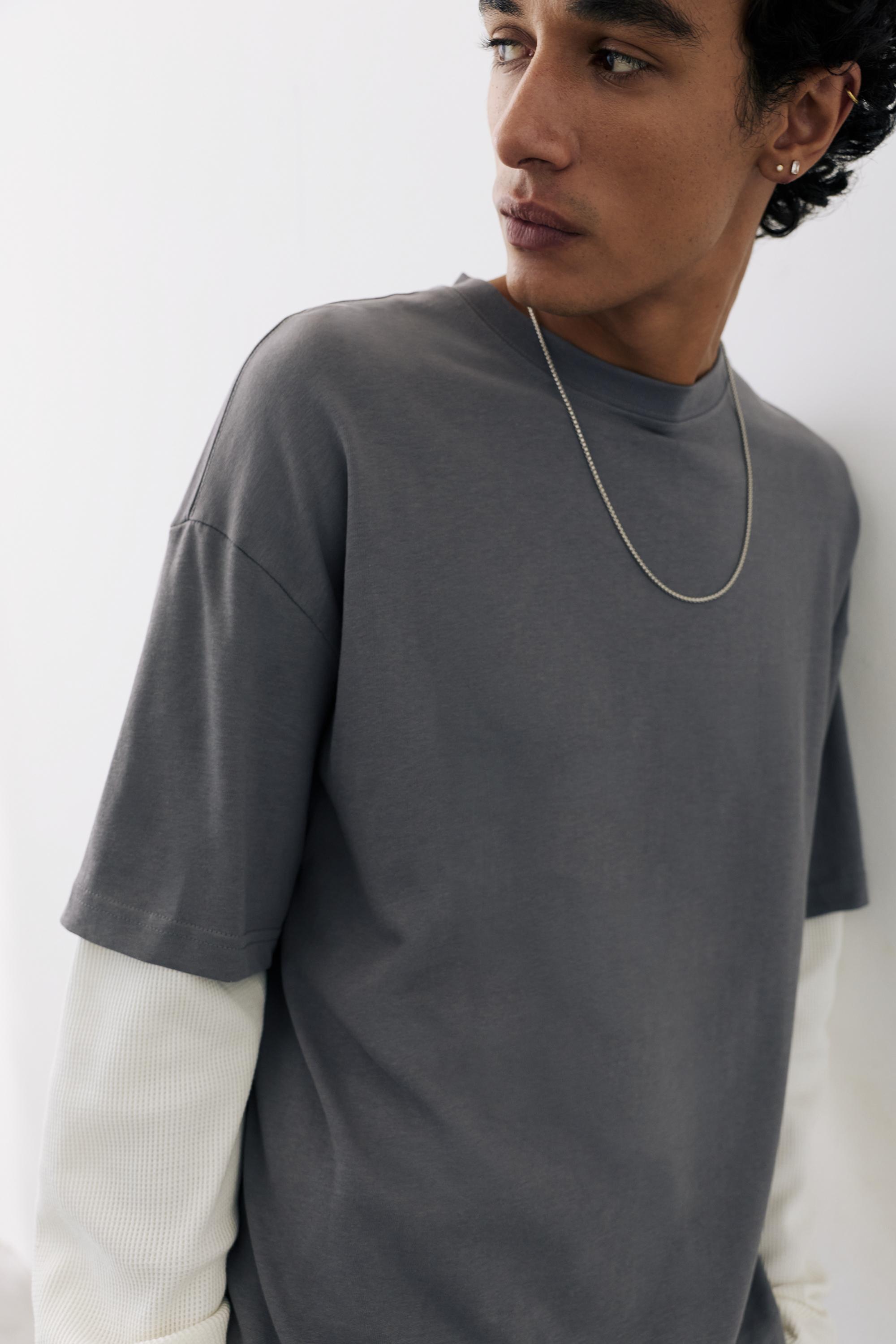 Double-layer long sleeve T-shirt — Anthracite grey