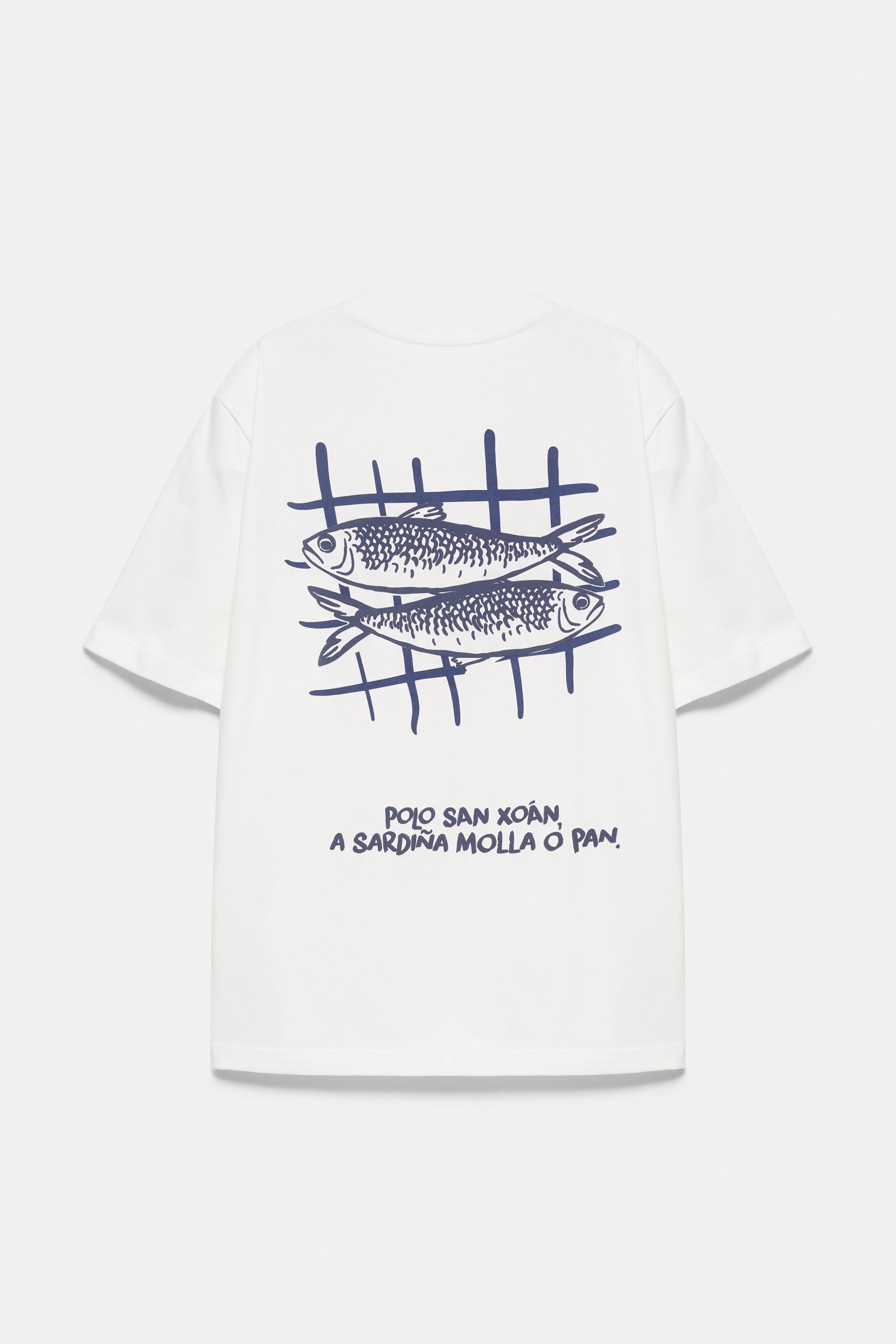 San Xoán sardine T-shirt — Off white
