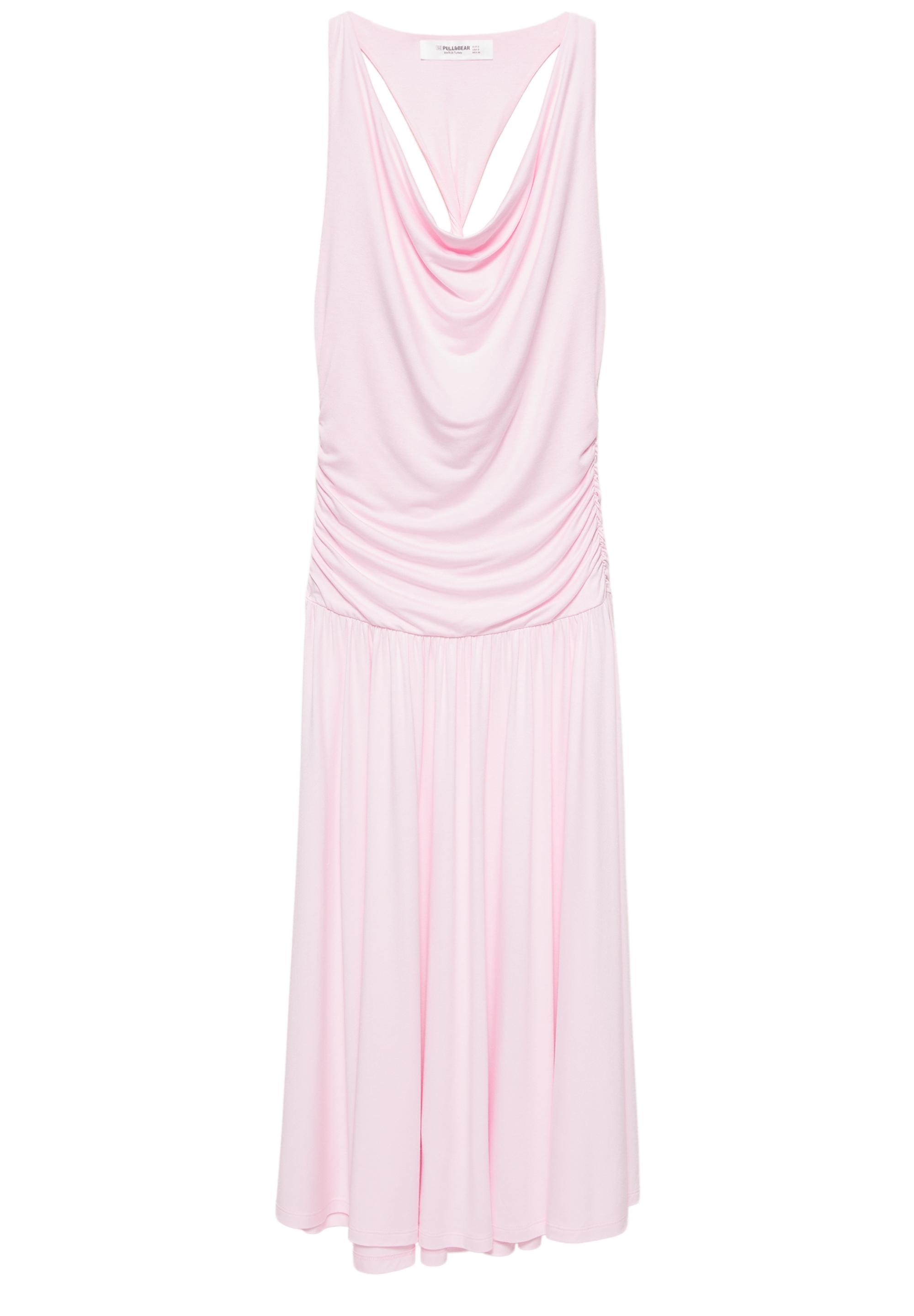 Pink open back knot midi dress — Pink