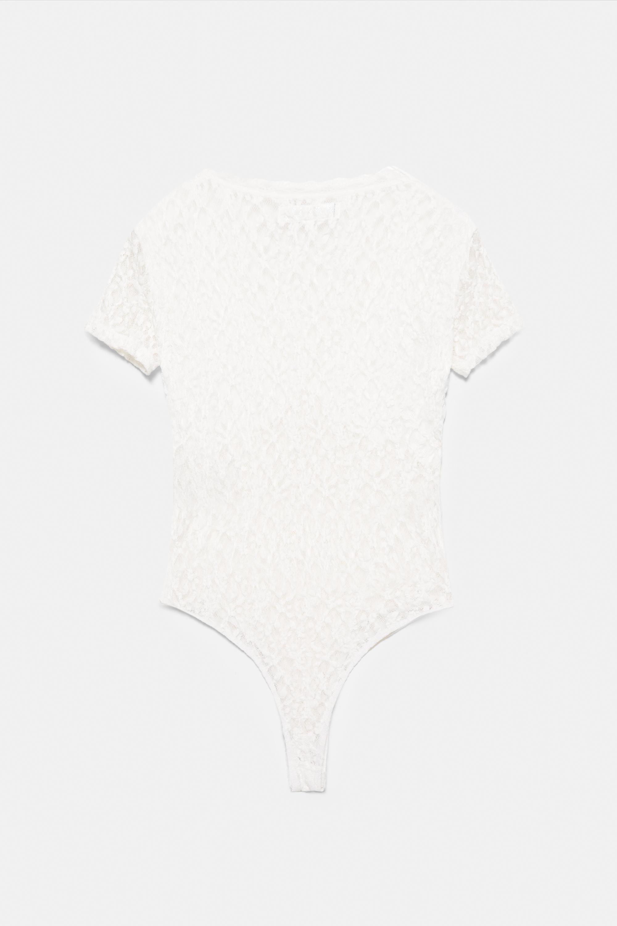 Short sleeve lace bodysuit — Ice
