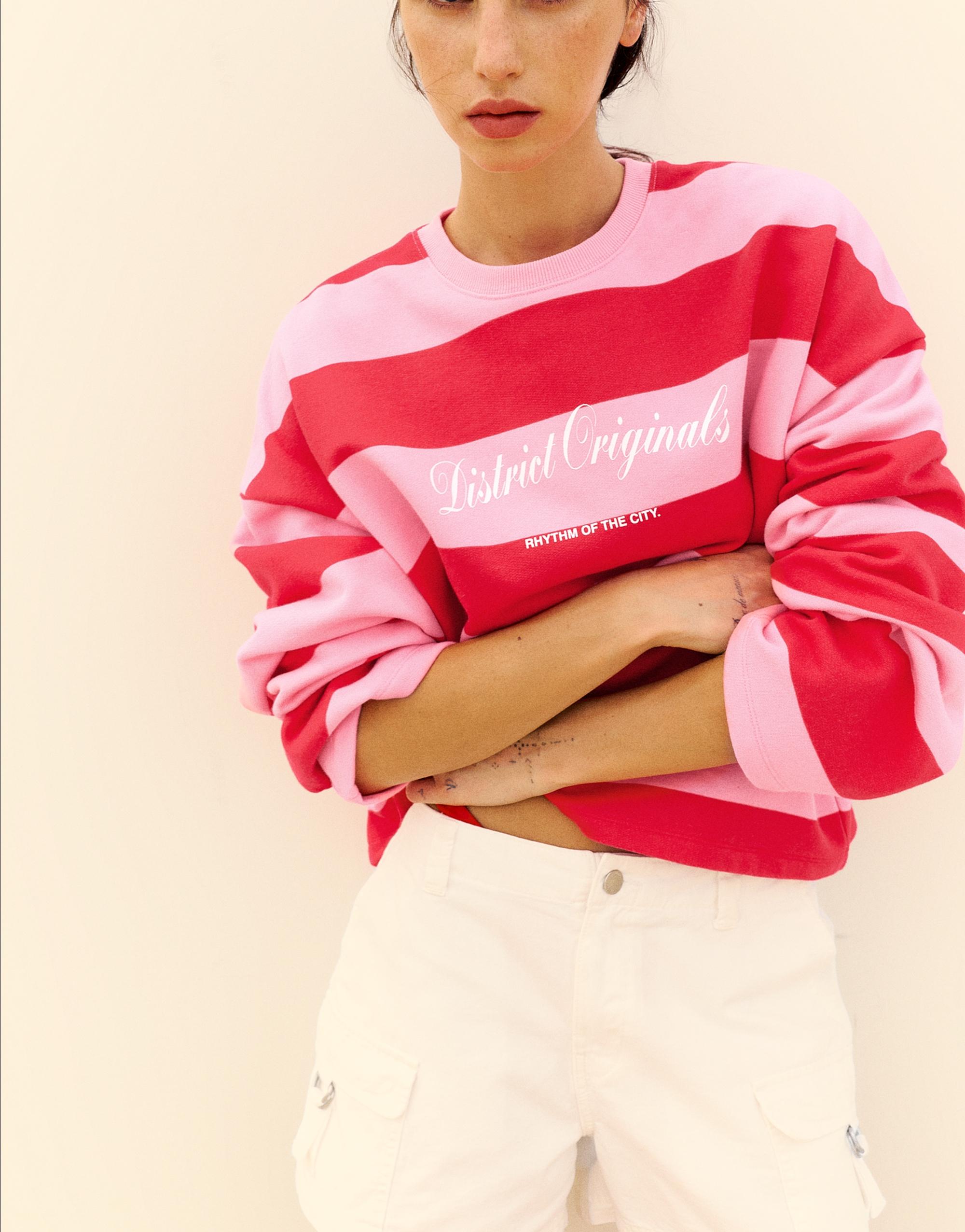 Oversize striped sweatshirt — Red