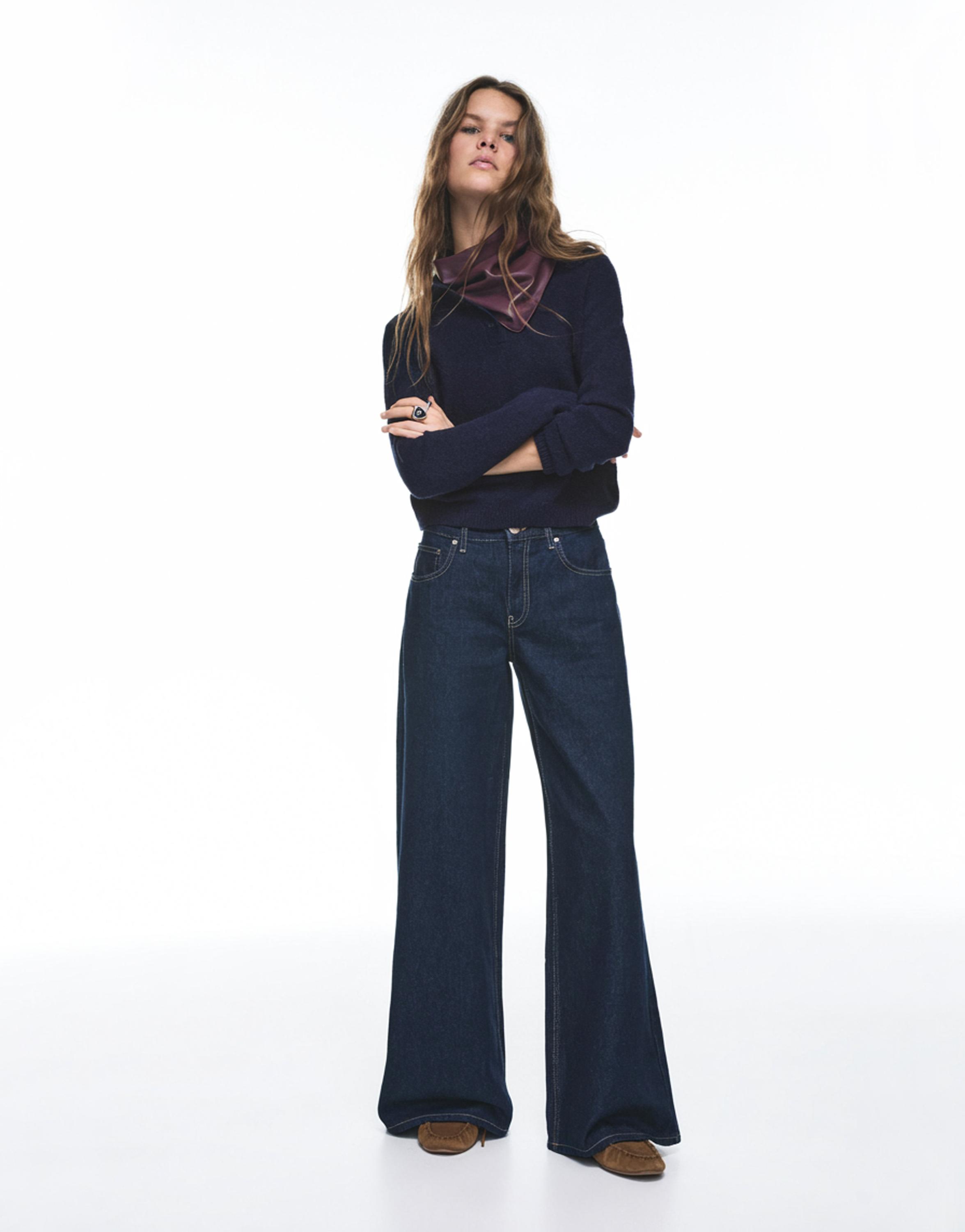 Low-rise wide-leg jeans — Dark blue