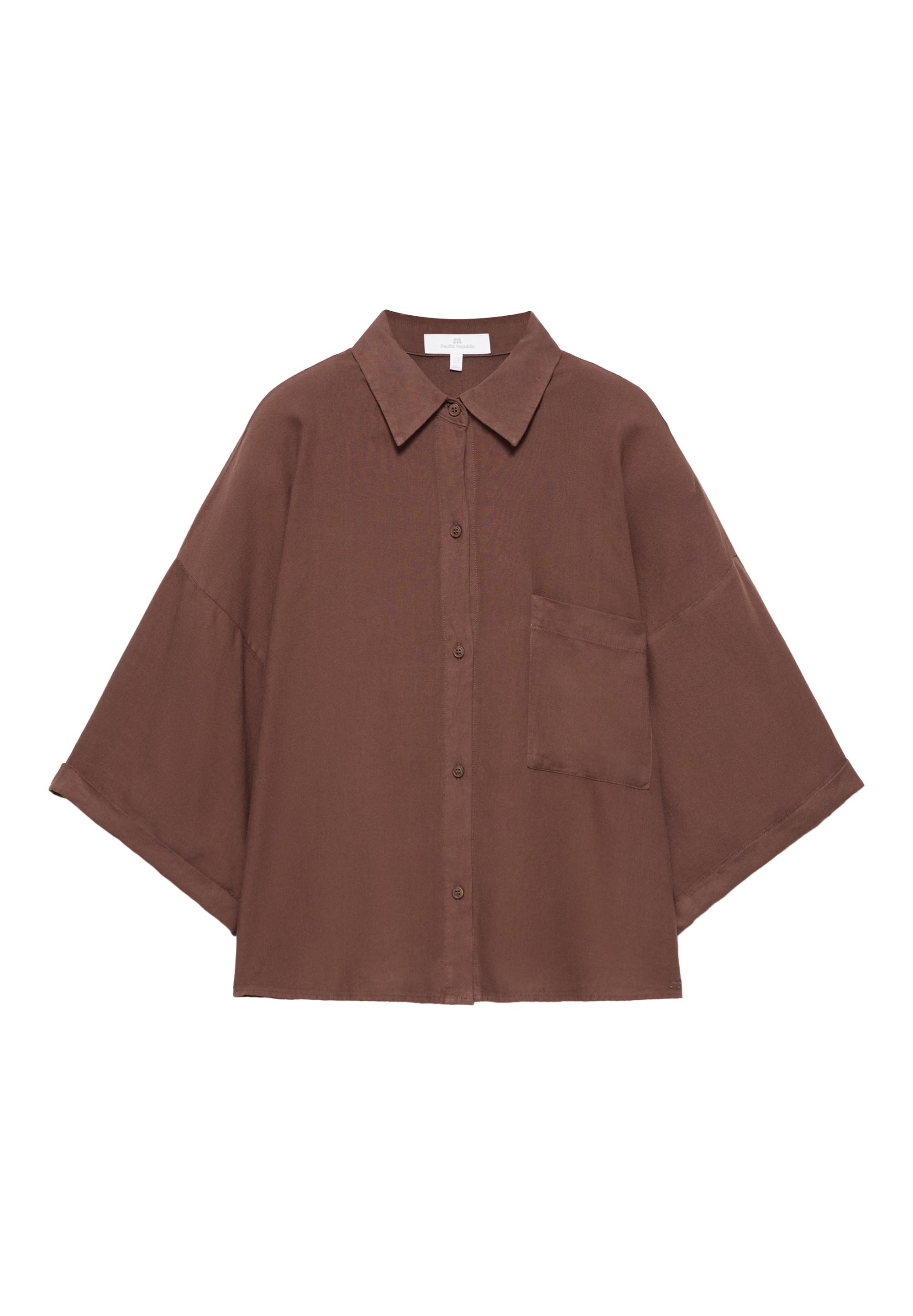 Linen blend shirt — Brown
