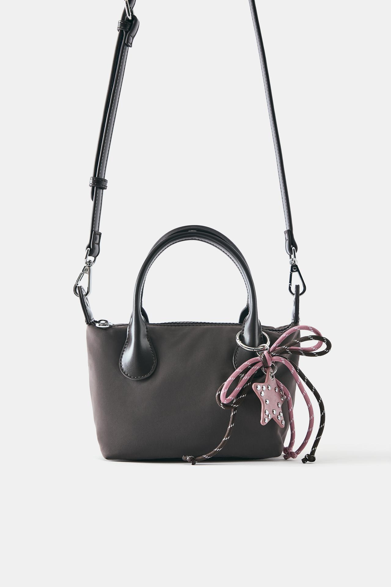 Embellished nylon crossbody bag — Brown