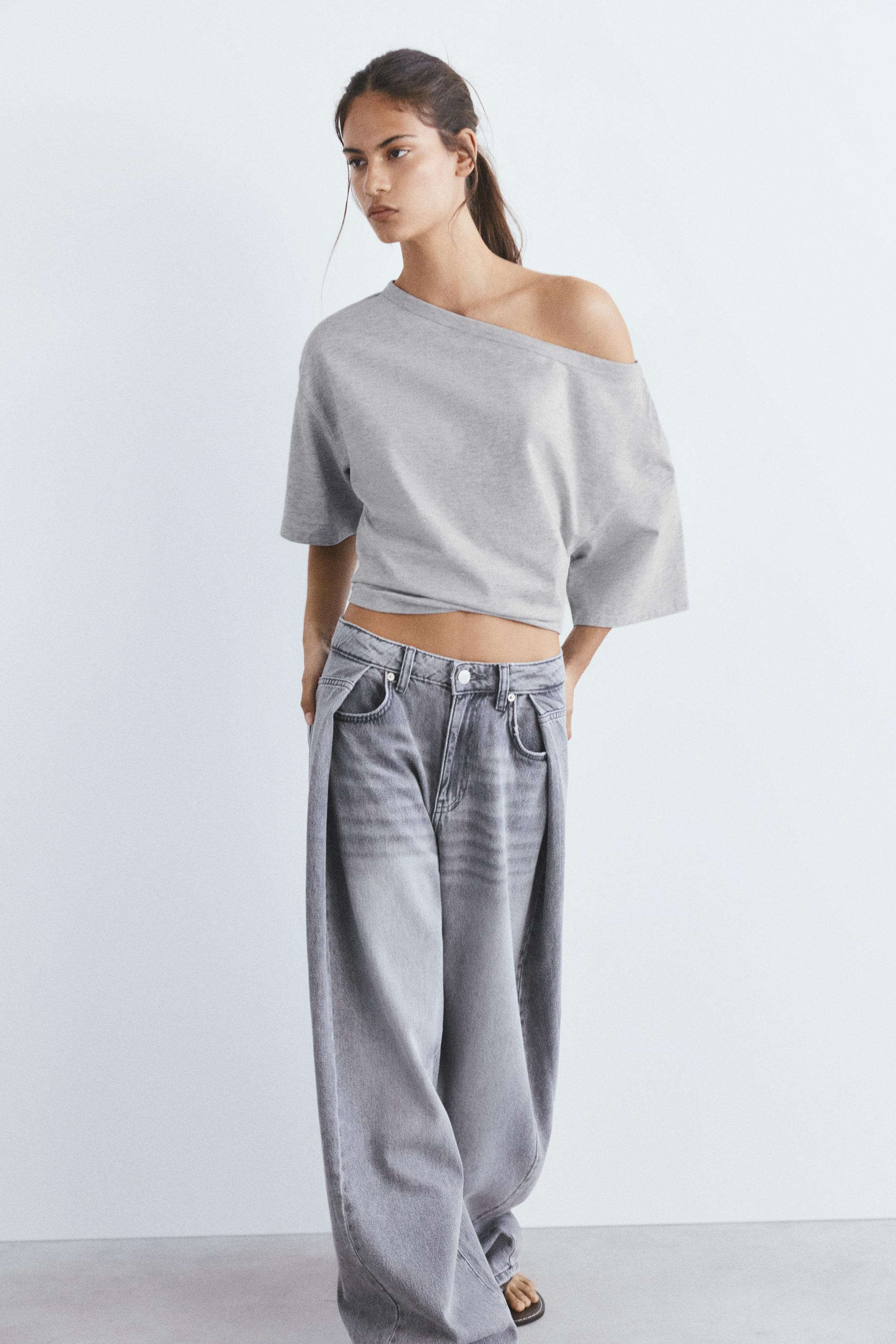 Asimetrik kısa kollu t-shirt - Görsel 12