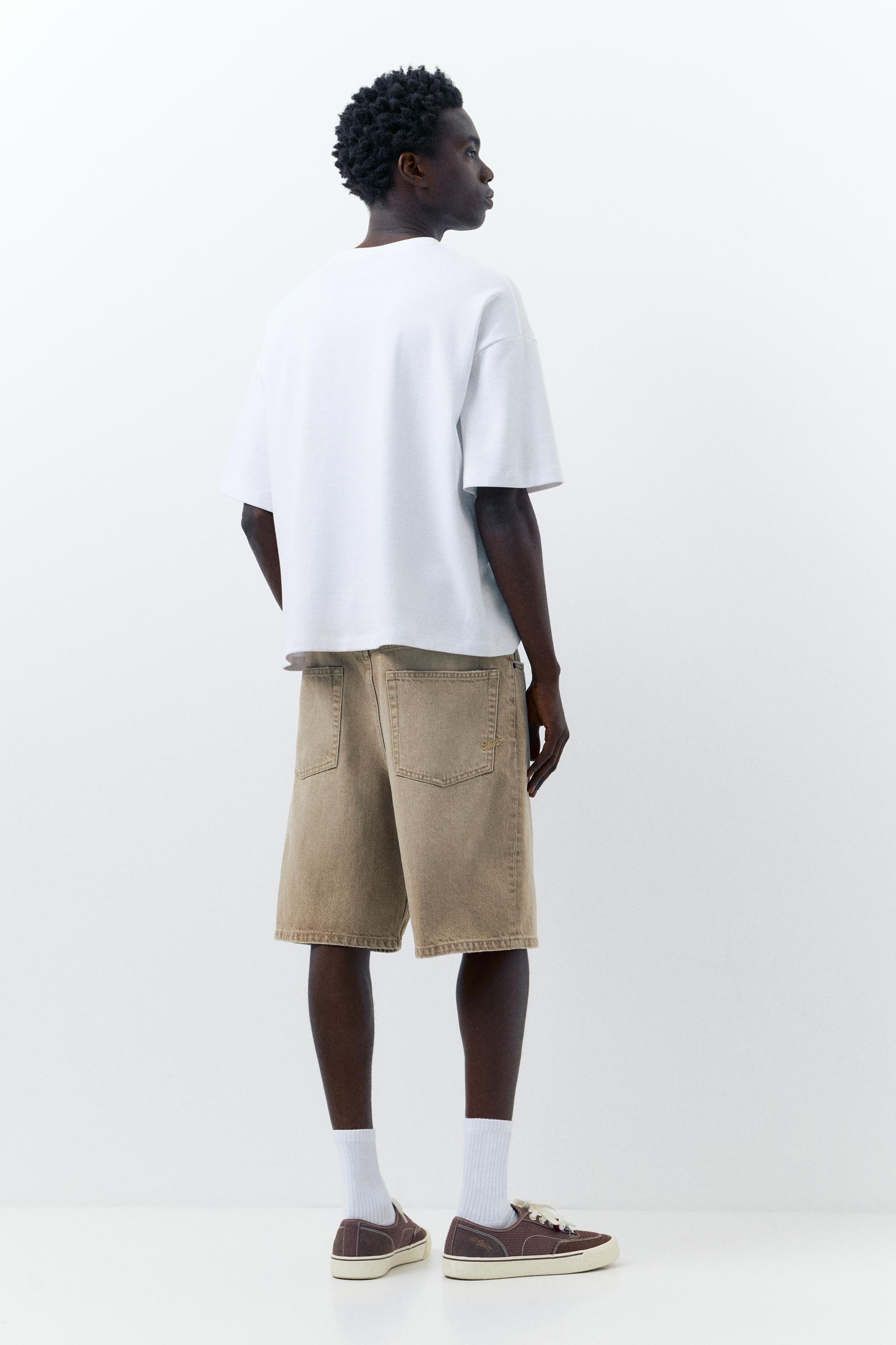 Baggy denim Bermuda shorts — Medium ecru