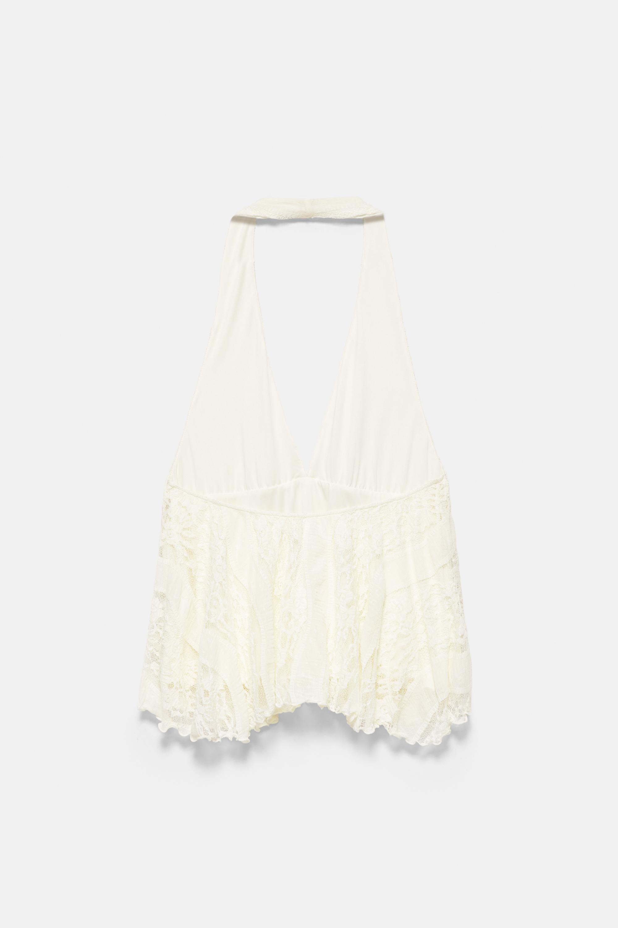 Lace halter top — Ecru