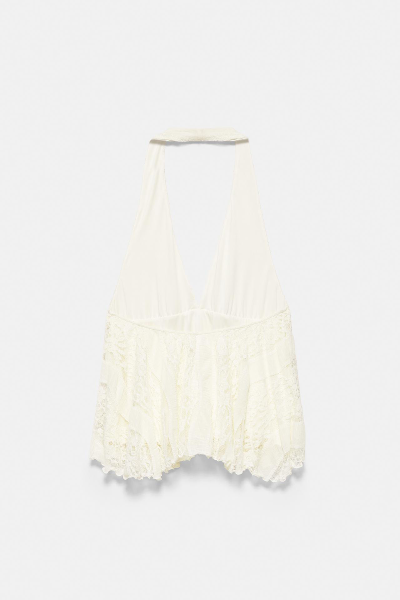 Lace halter top — Ecru