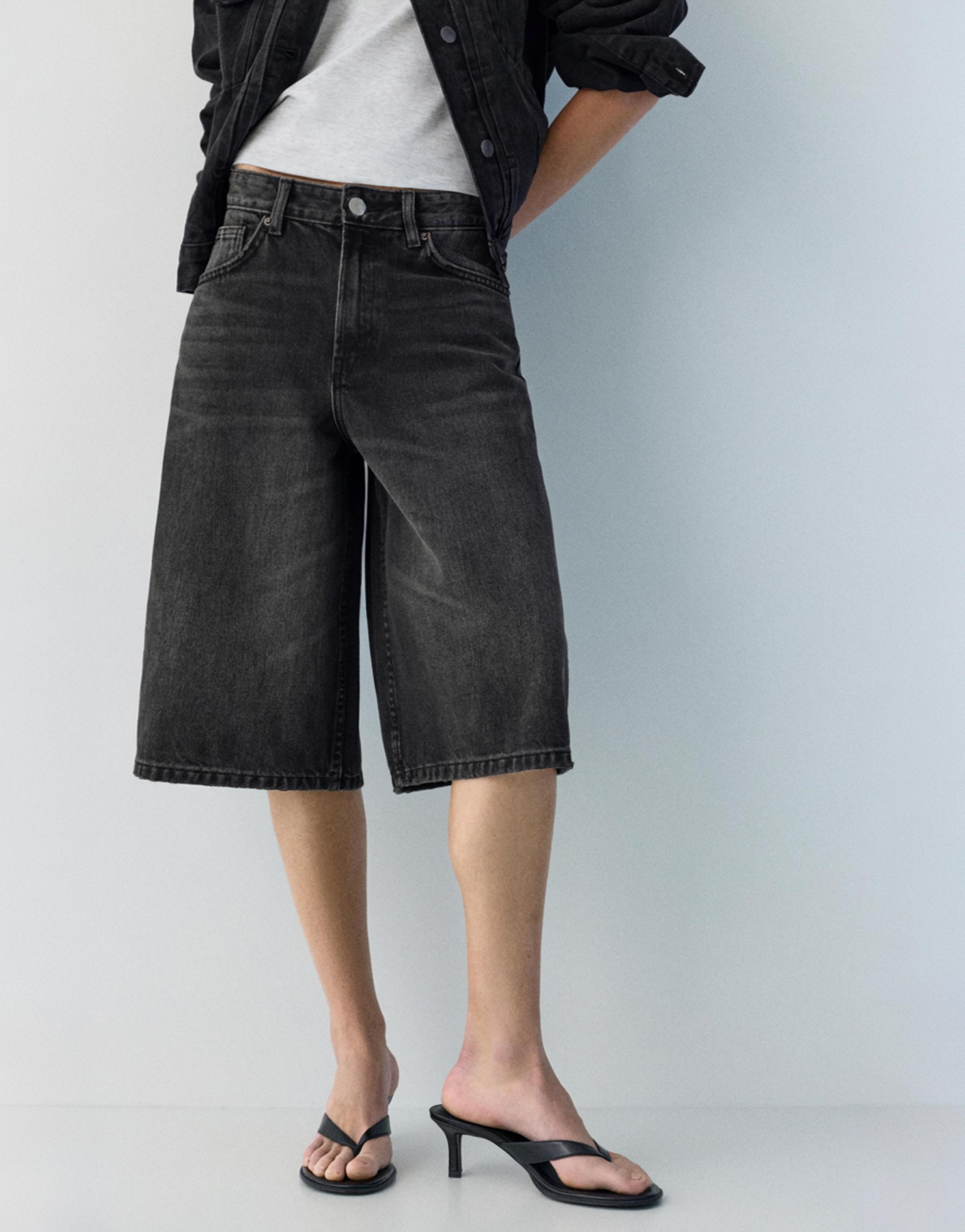 Düşük bel denim şort - Görsel 70