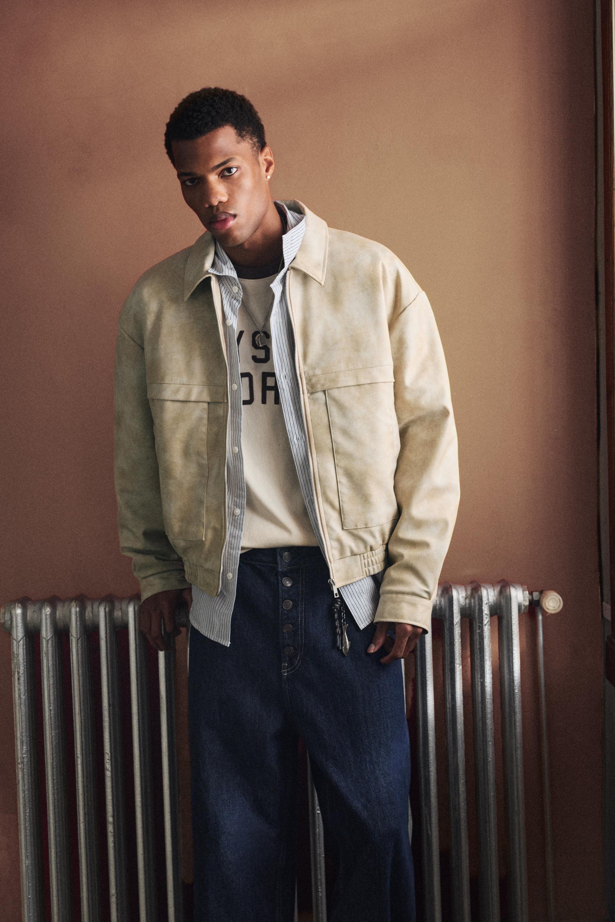 Faux leather jacket — Ecru