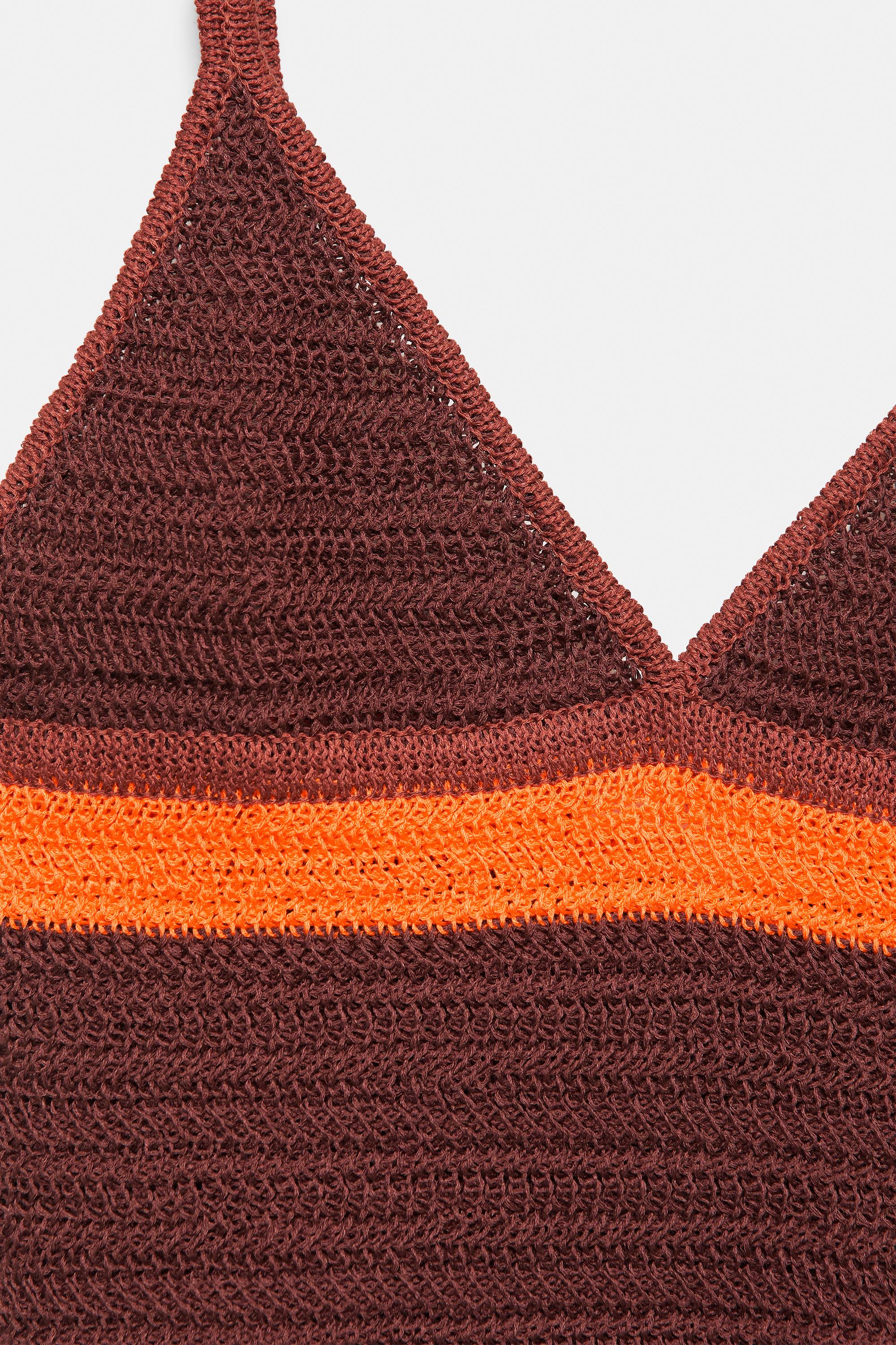 Crochet knit top — Brown