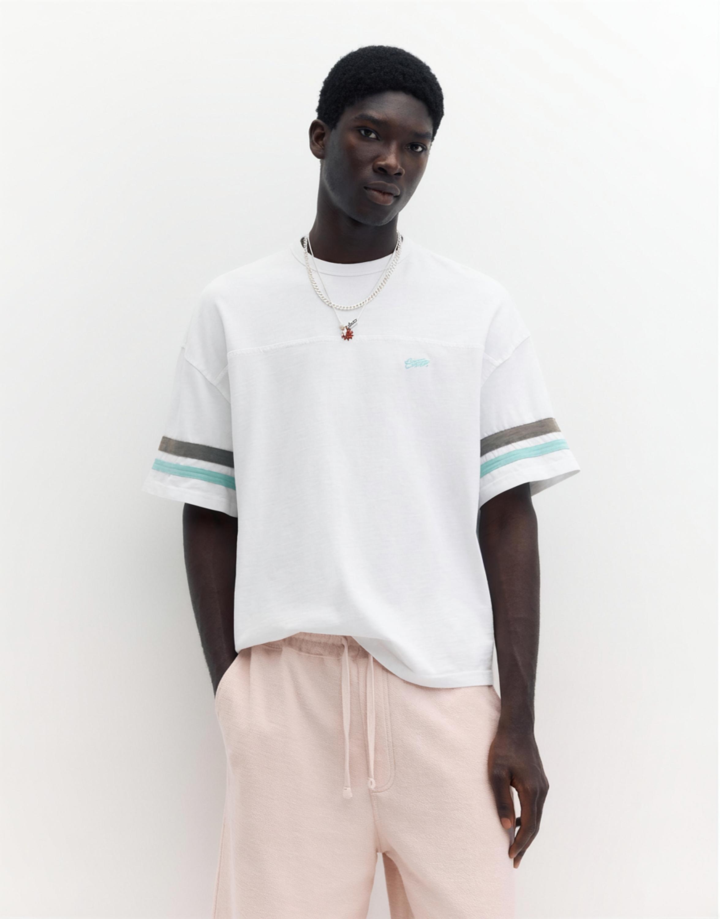 STWD striped T-shirt — Pearl grey