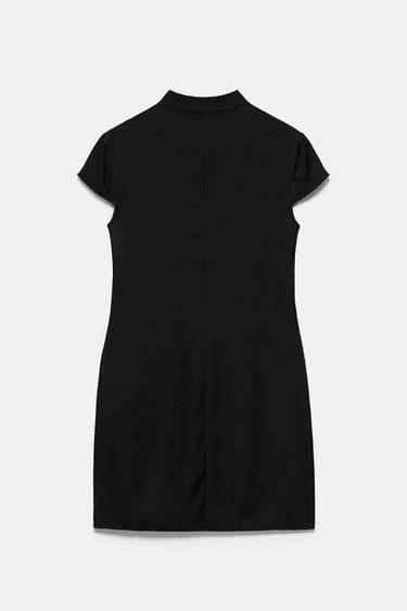 Short stand collar dress with fireman clasps — Black 6