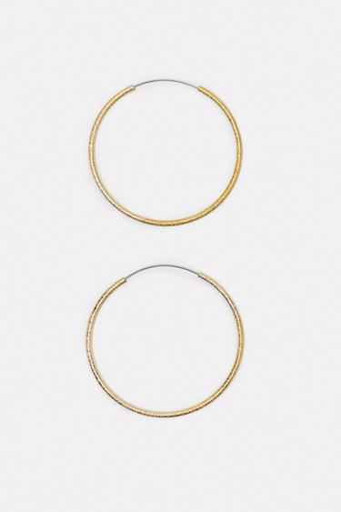 Pack of 3 textured hoop earrings — Gold 3