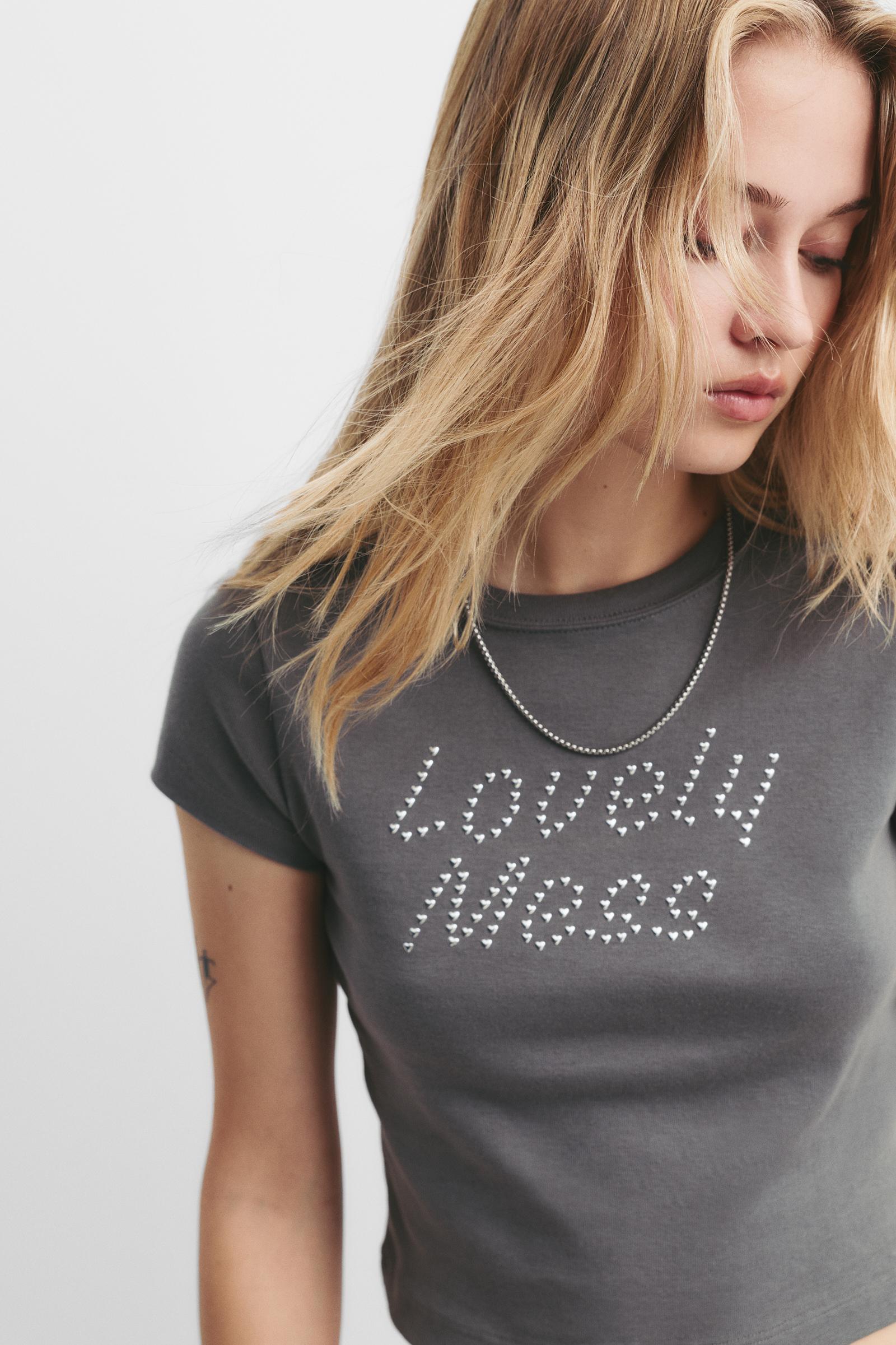 Shirt Mit Strass-Schriftzug