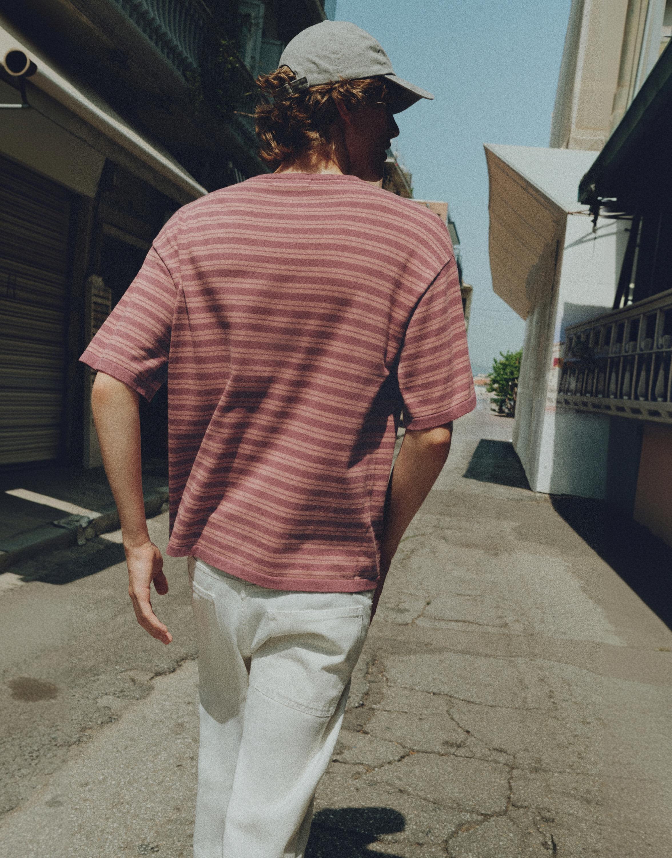 Striped knit T-shirt — Purple