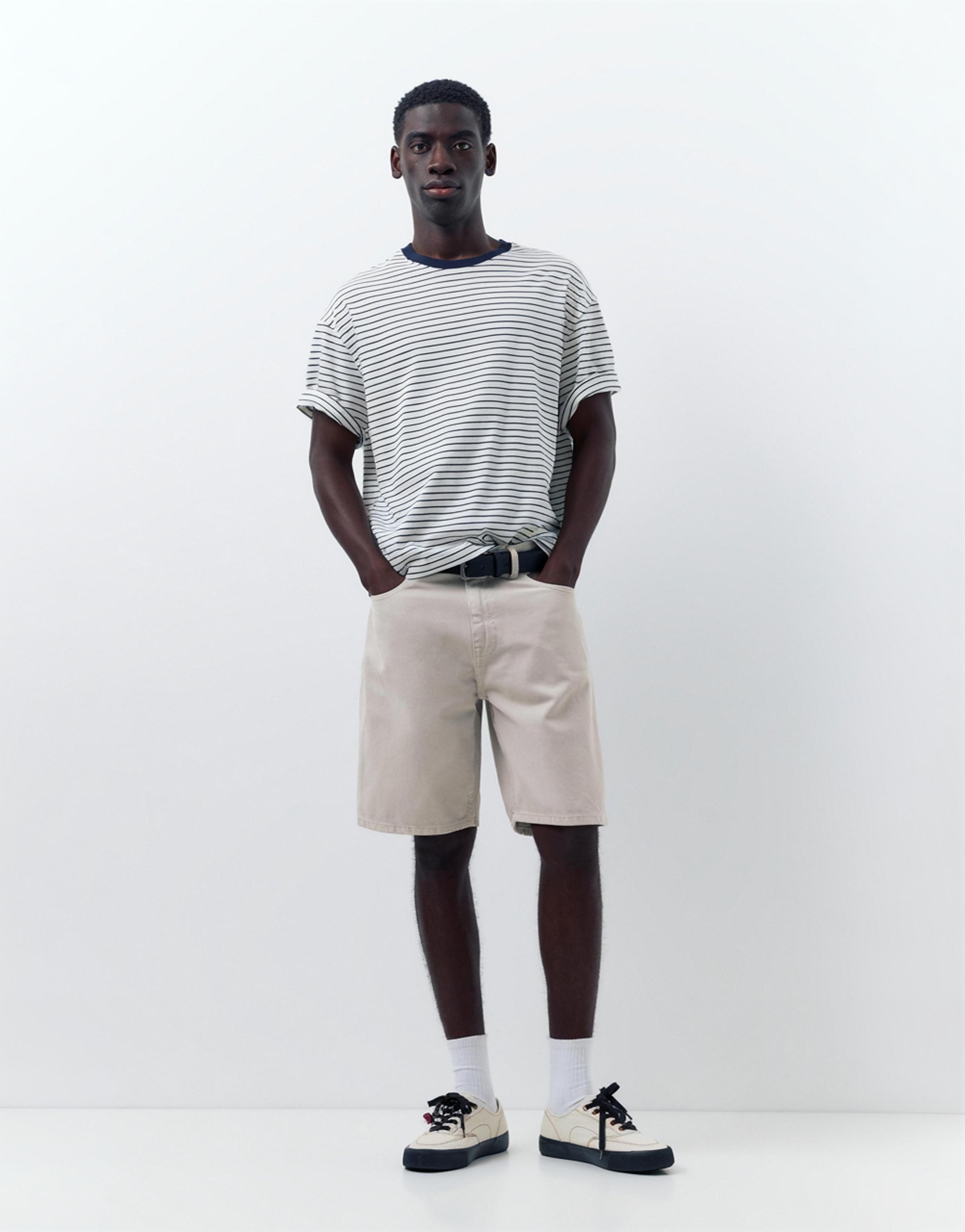 Standard denim Bermuda shorts — Pale grey