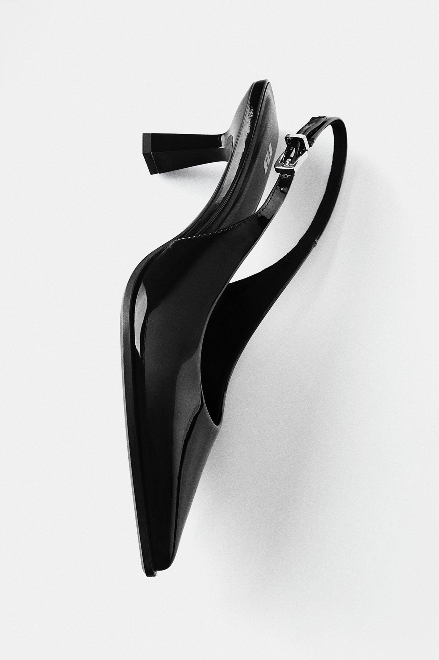 Patent slingback heels — Black