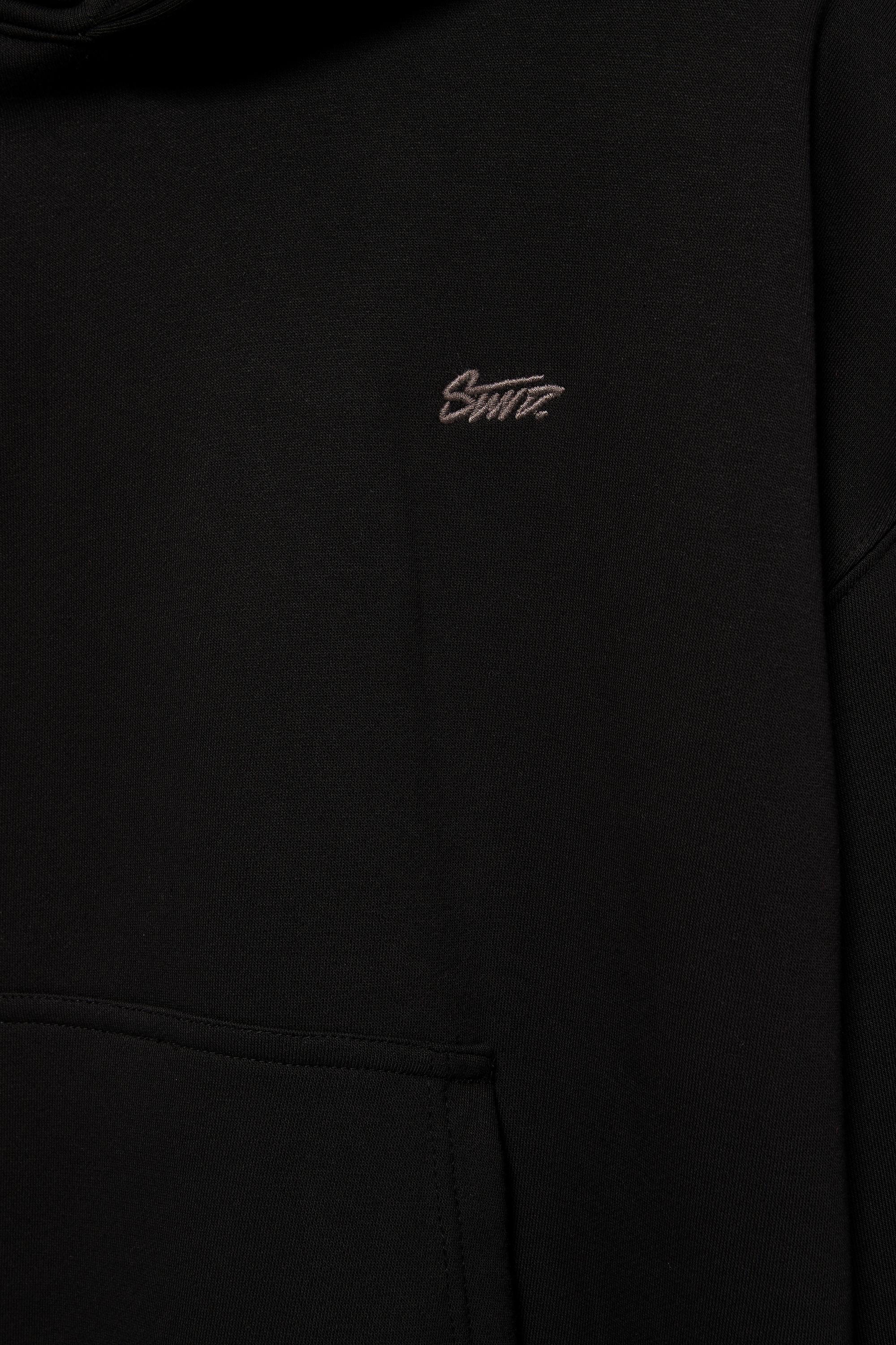 STWD logo boxy hoodie — Black