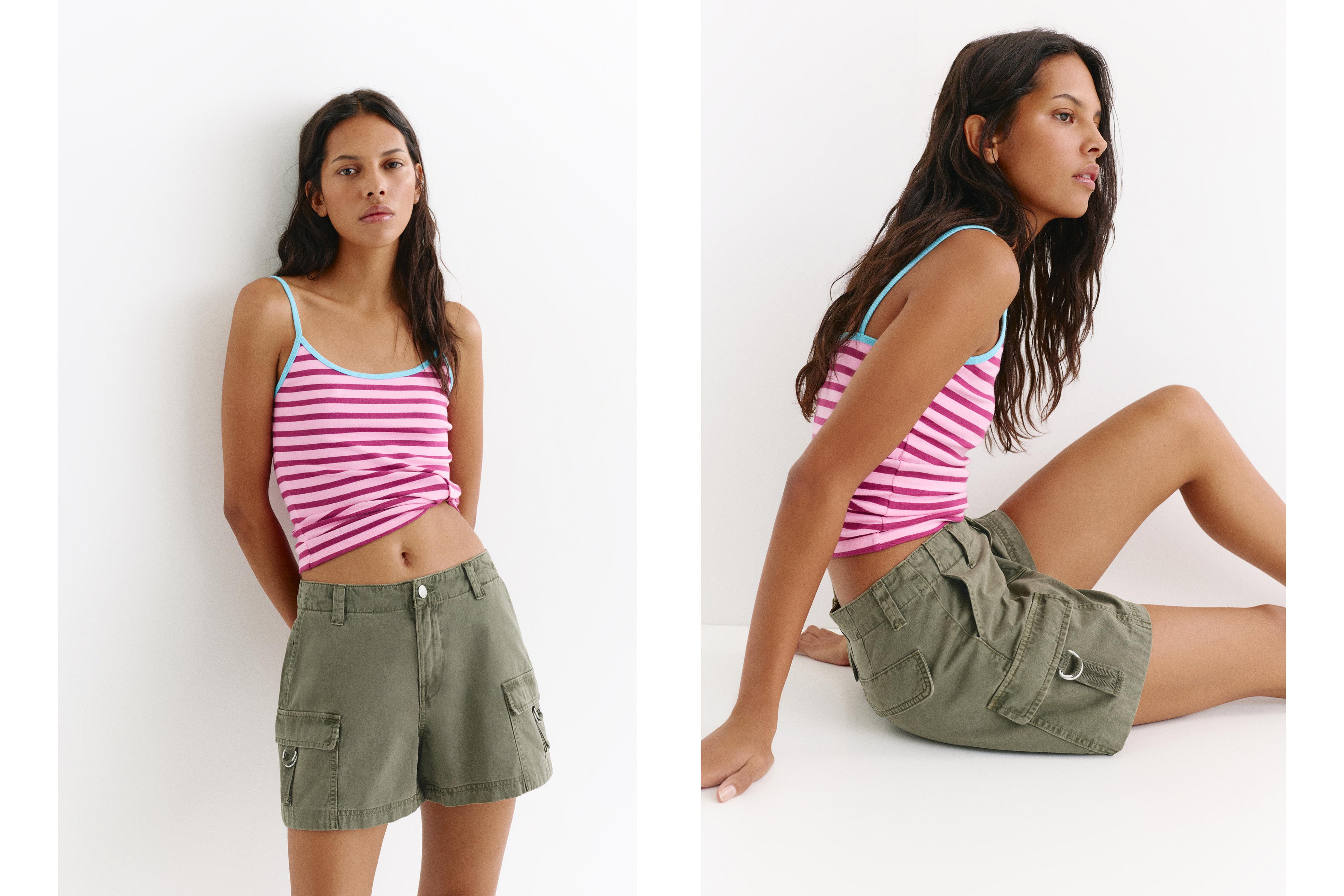 Relaxed fit cargo Bermuda shorts — Khaki