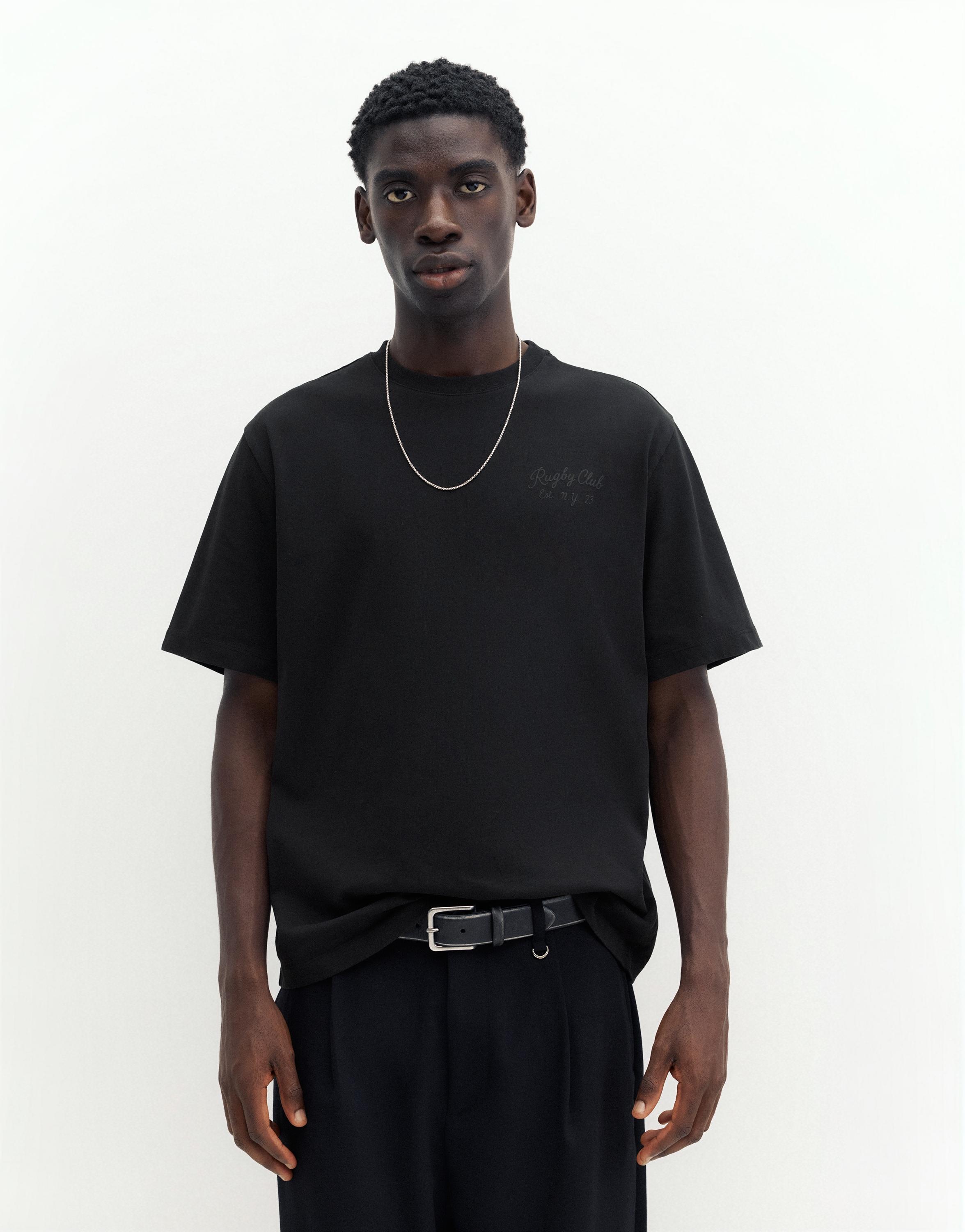 Regular fit embroidered T-shirt — Black