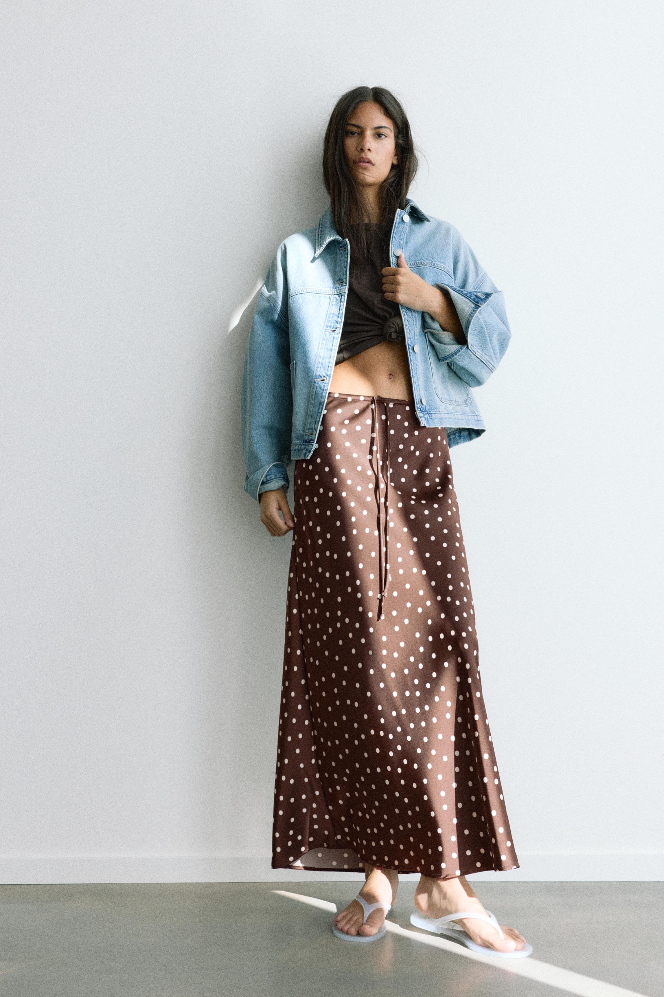 Satin midi skirt — Print 1