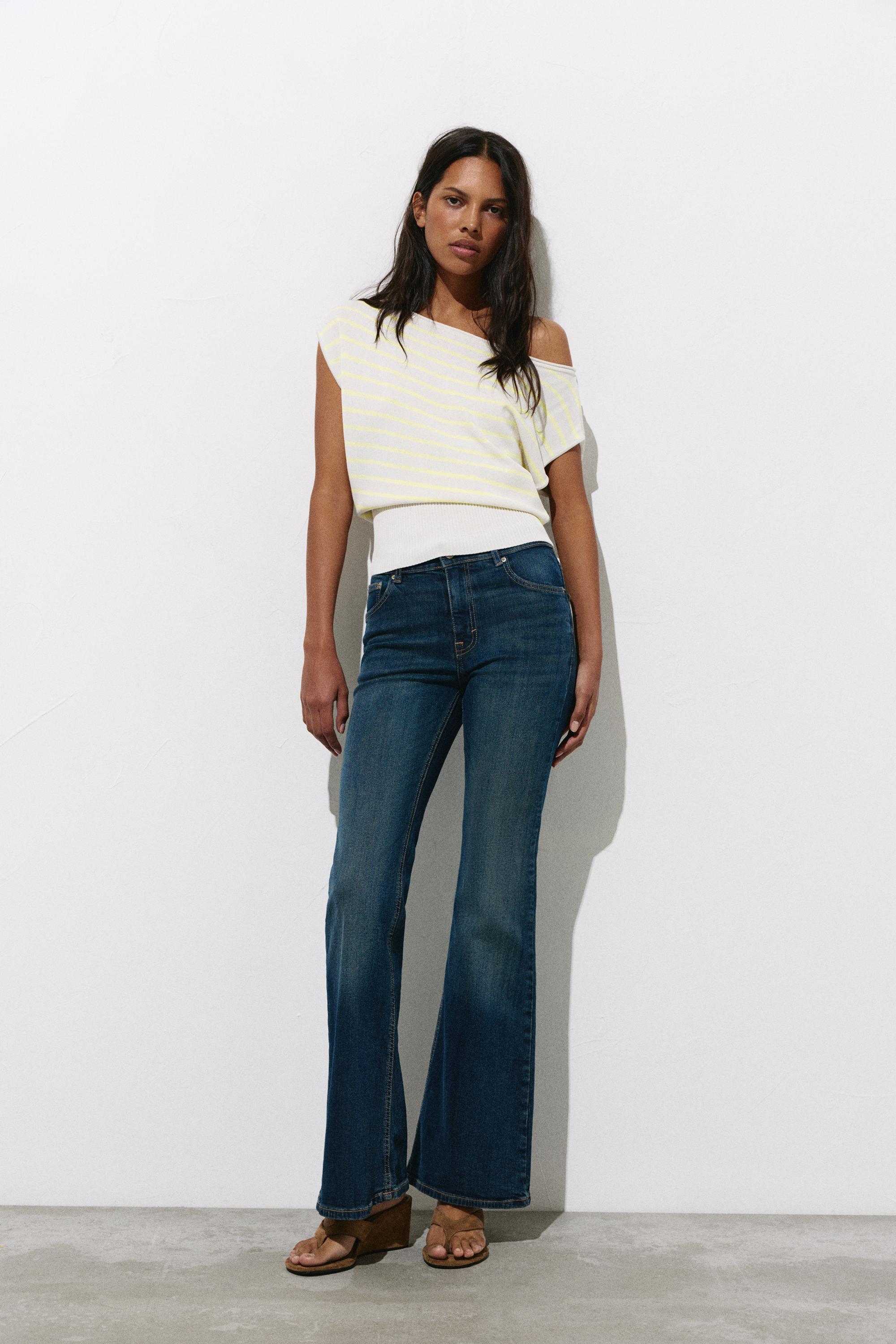 Short sleeve asymmetric knit top — Yellow
