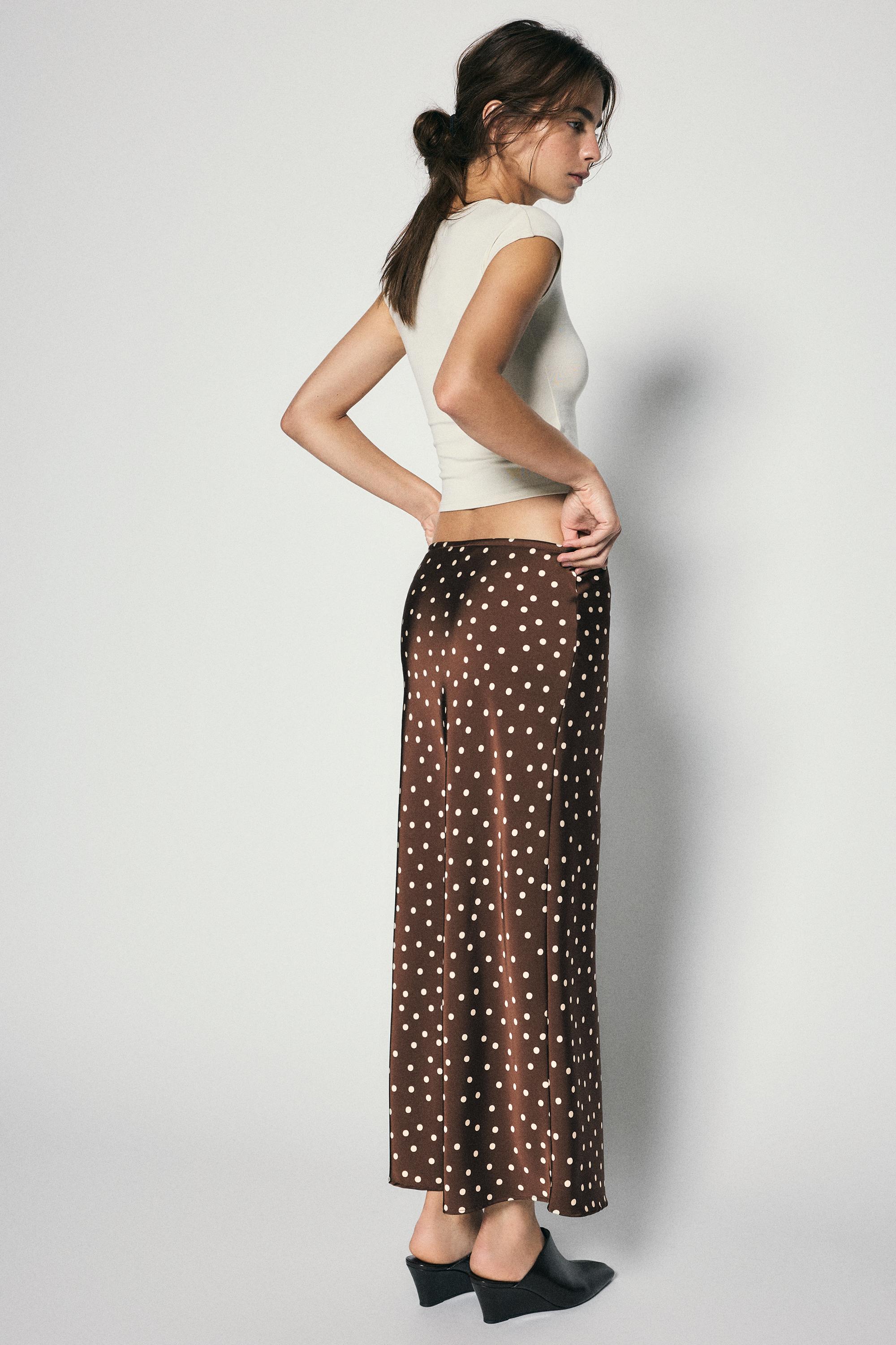 Satin drawstring midi skirt — Print 1