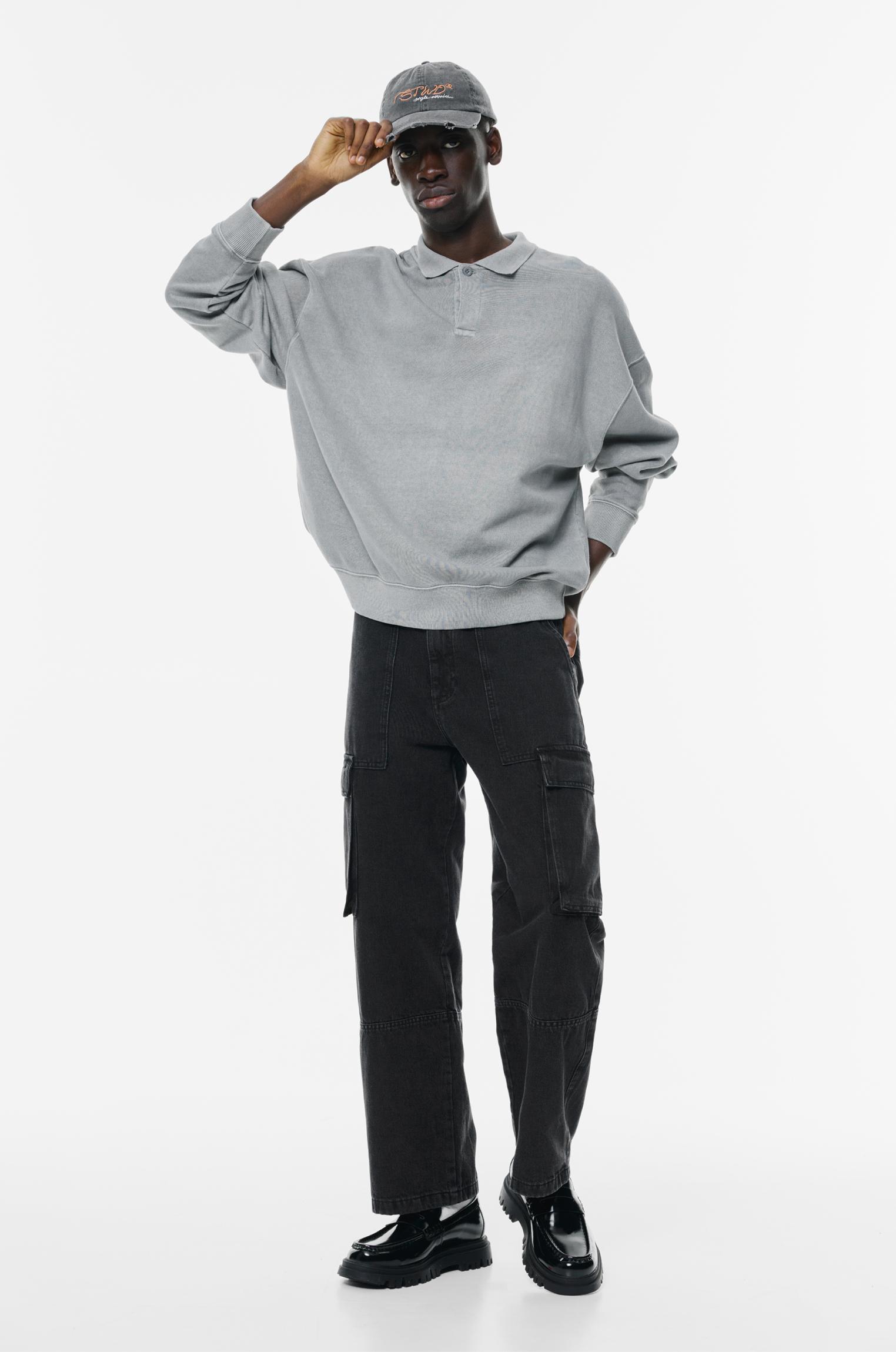 Baggy cargo jeans — Faded black
