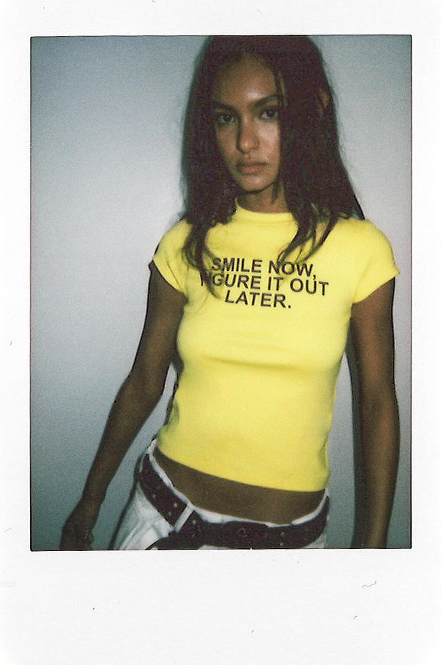 Smiley slogan T-shirt — Yellow