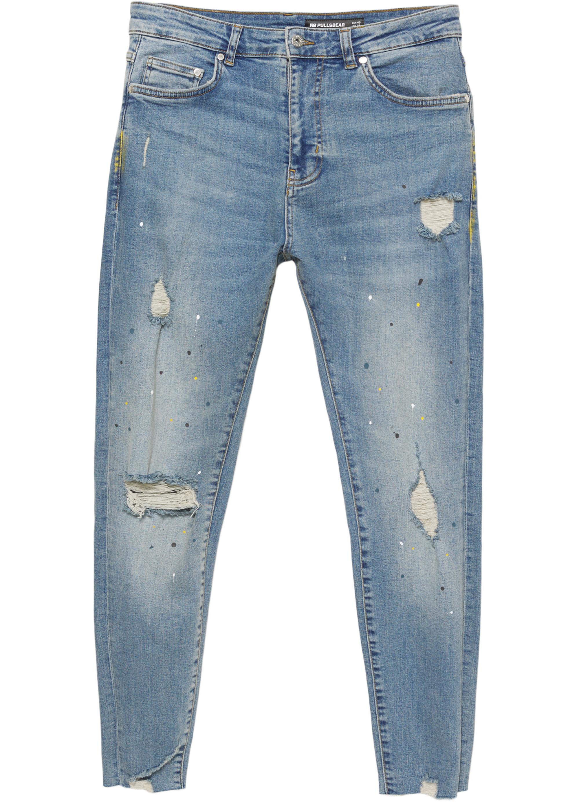 Paint splatter carrot-fit jeans — Medium blue